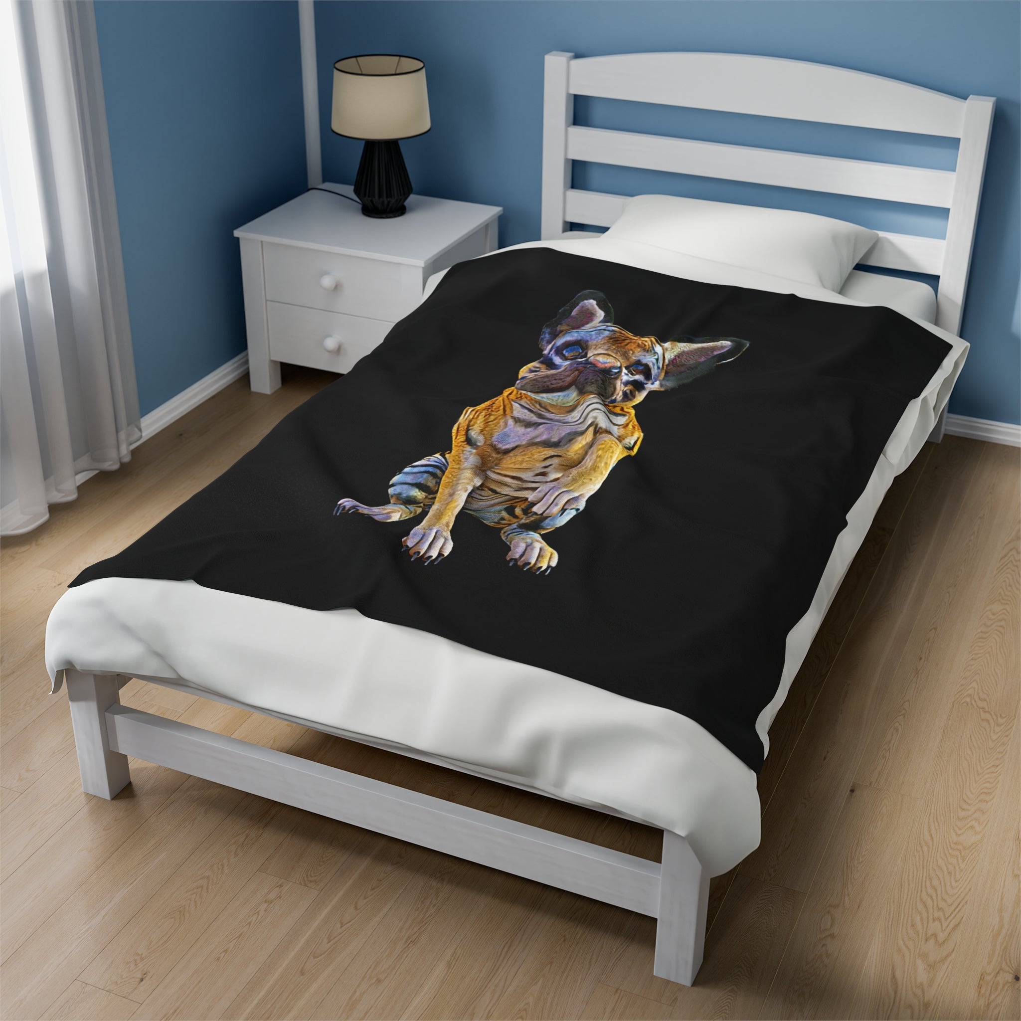 Tiger Frenchie (French Bulldog) ~ BE MY FRIEND Velveteen Plush Blanket