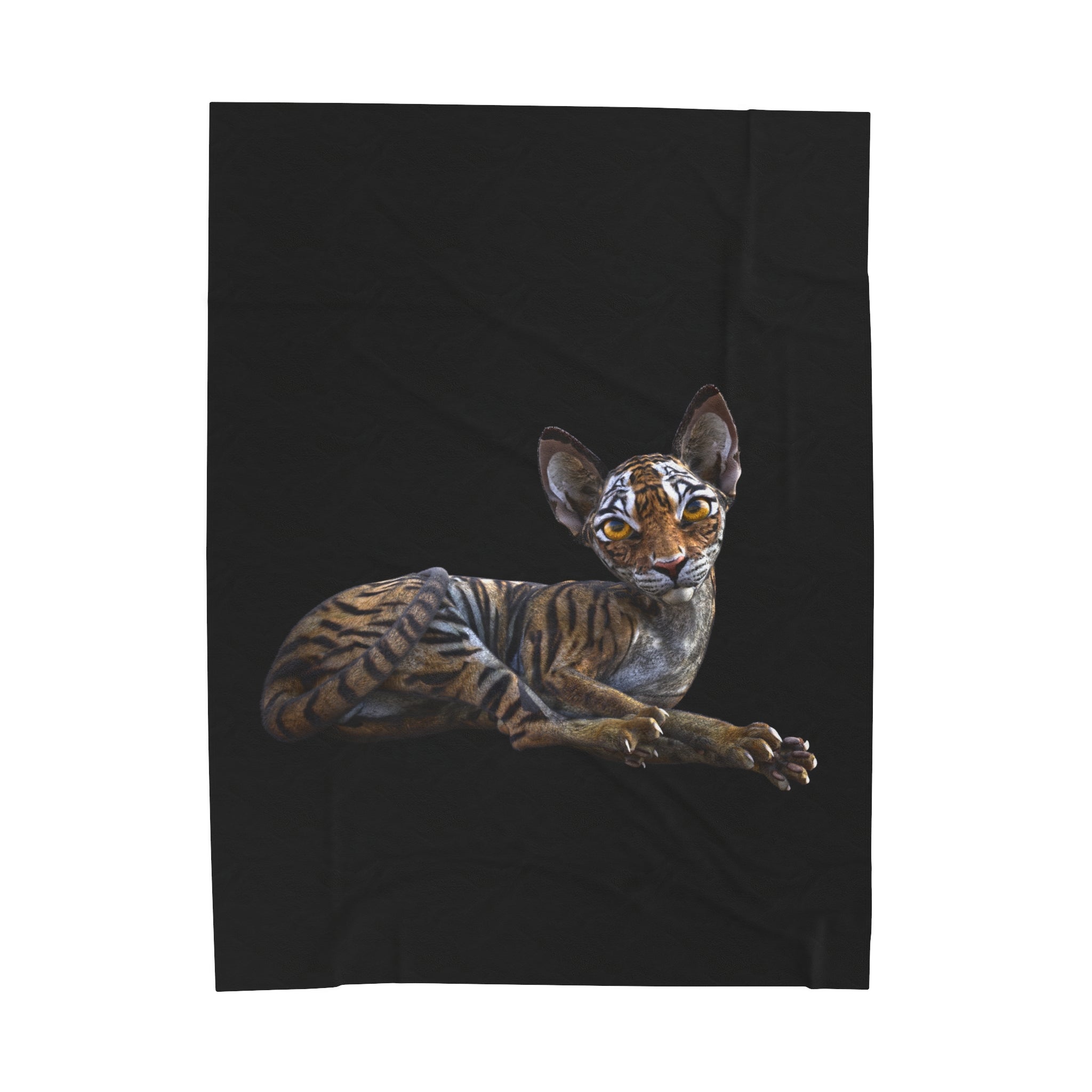 Tiger Sphynx Cat LOOKING AT YOU Velveteen Plush Blanket