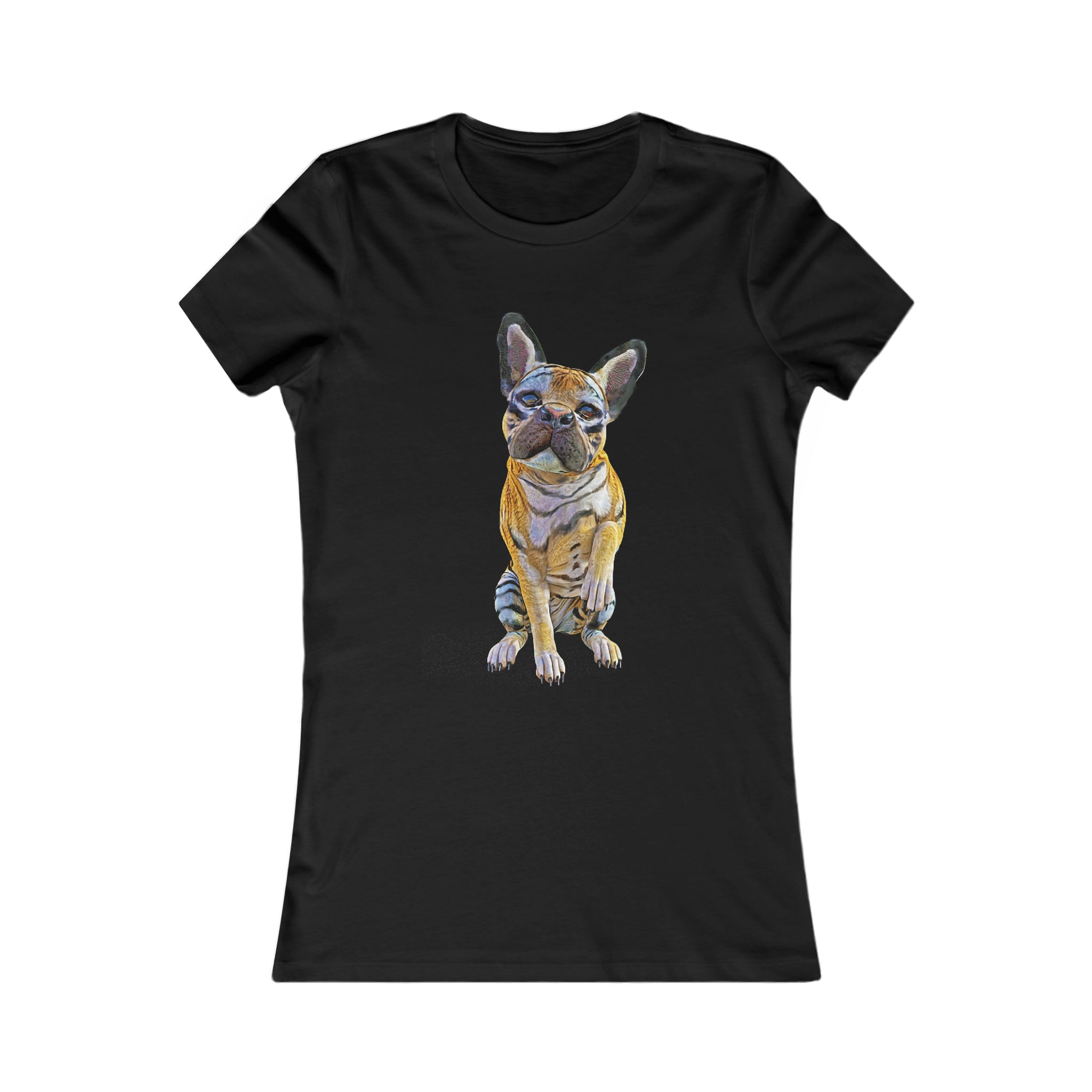 Tiger Frenchie (French Bulldog) PAWSHAKE ~ Women's Tee, slim fit - black or white