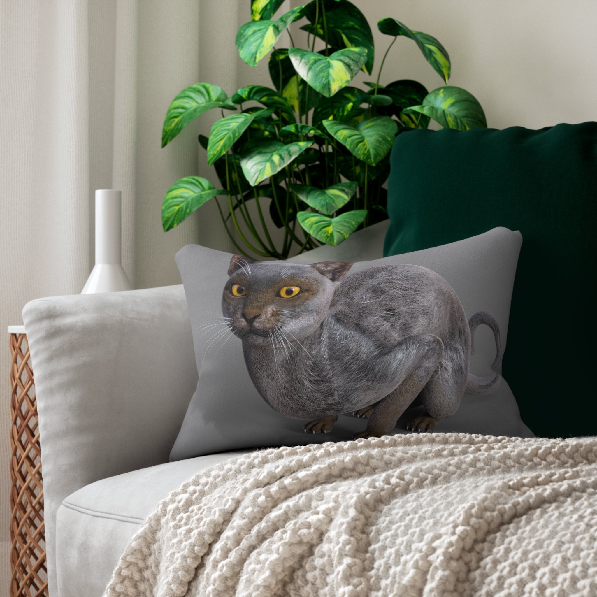 Werewolf Cat LOOKING AT YOU Lumbar Pillow