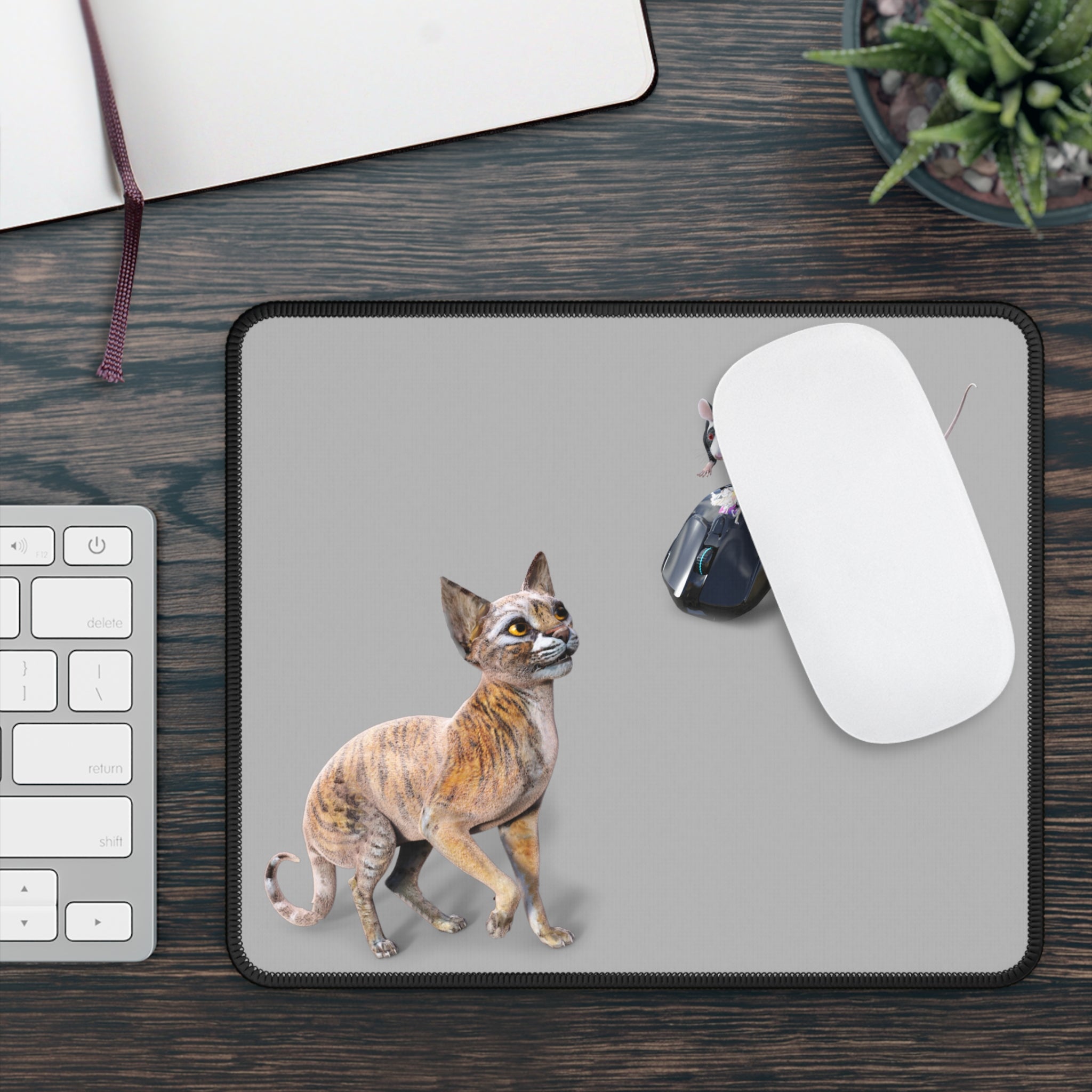 Tiger Sphynx Cat 3 MICE ~ Gaming Mouse Pad, 9" x 7"