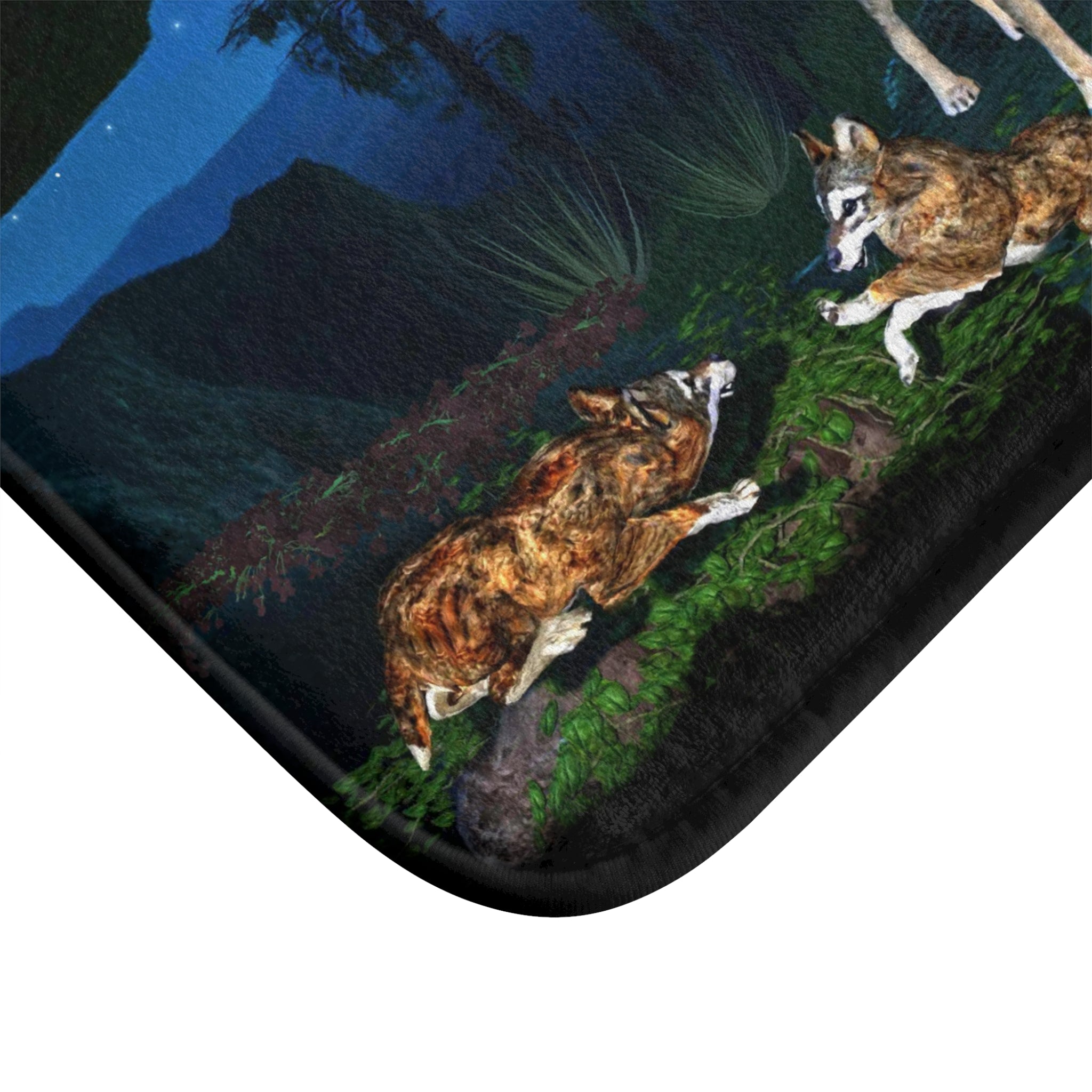 Anihowls™ Wolves~ FOREST CAVE AT NIGHT Bath Mat