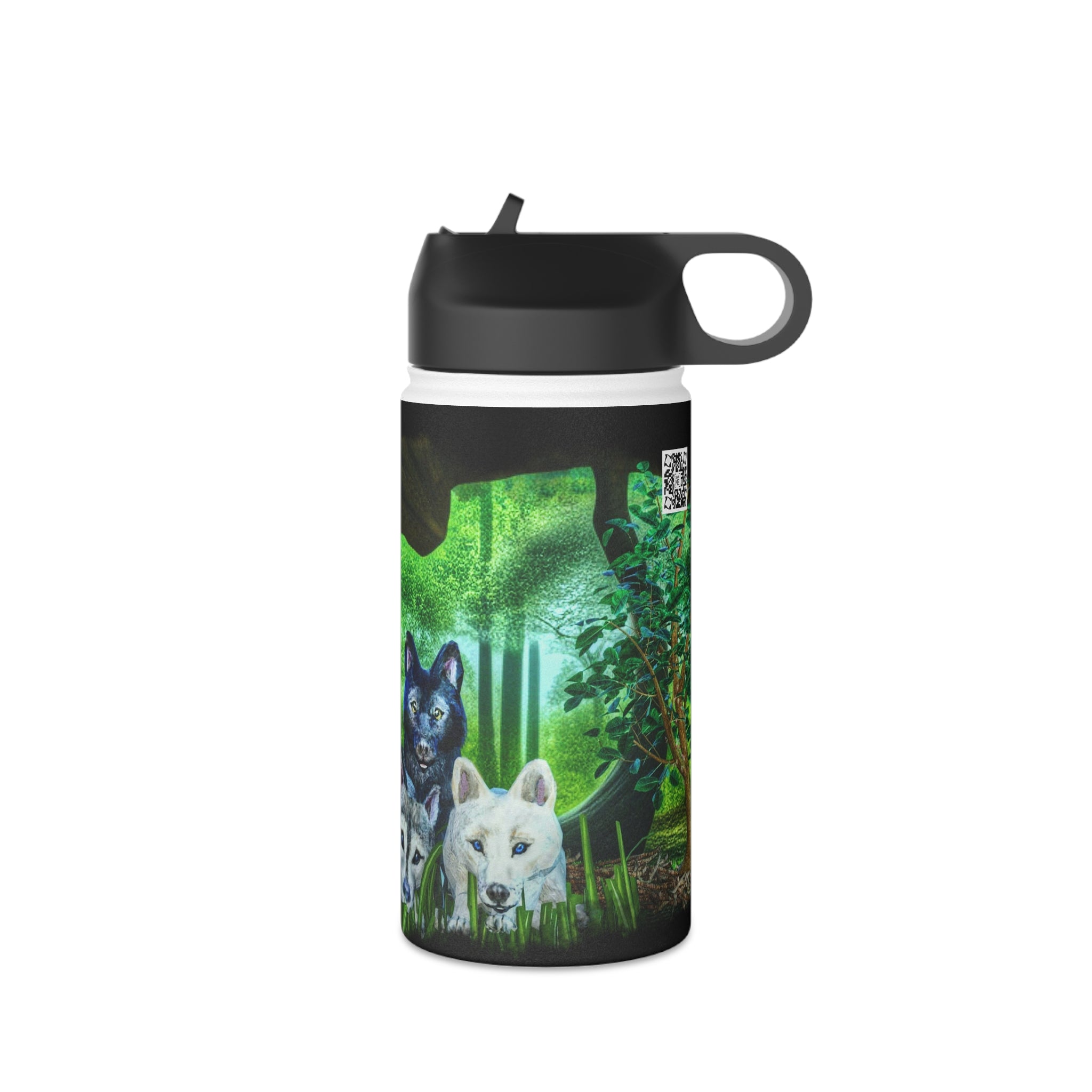 Anihowls™Wolves WOLF PUPS PORTRAIT ~ Stainless Steel Water Bottle, Standard Lid