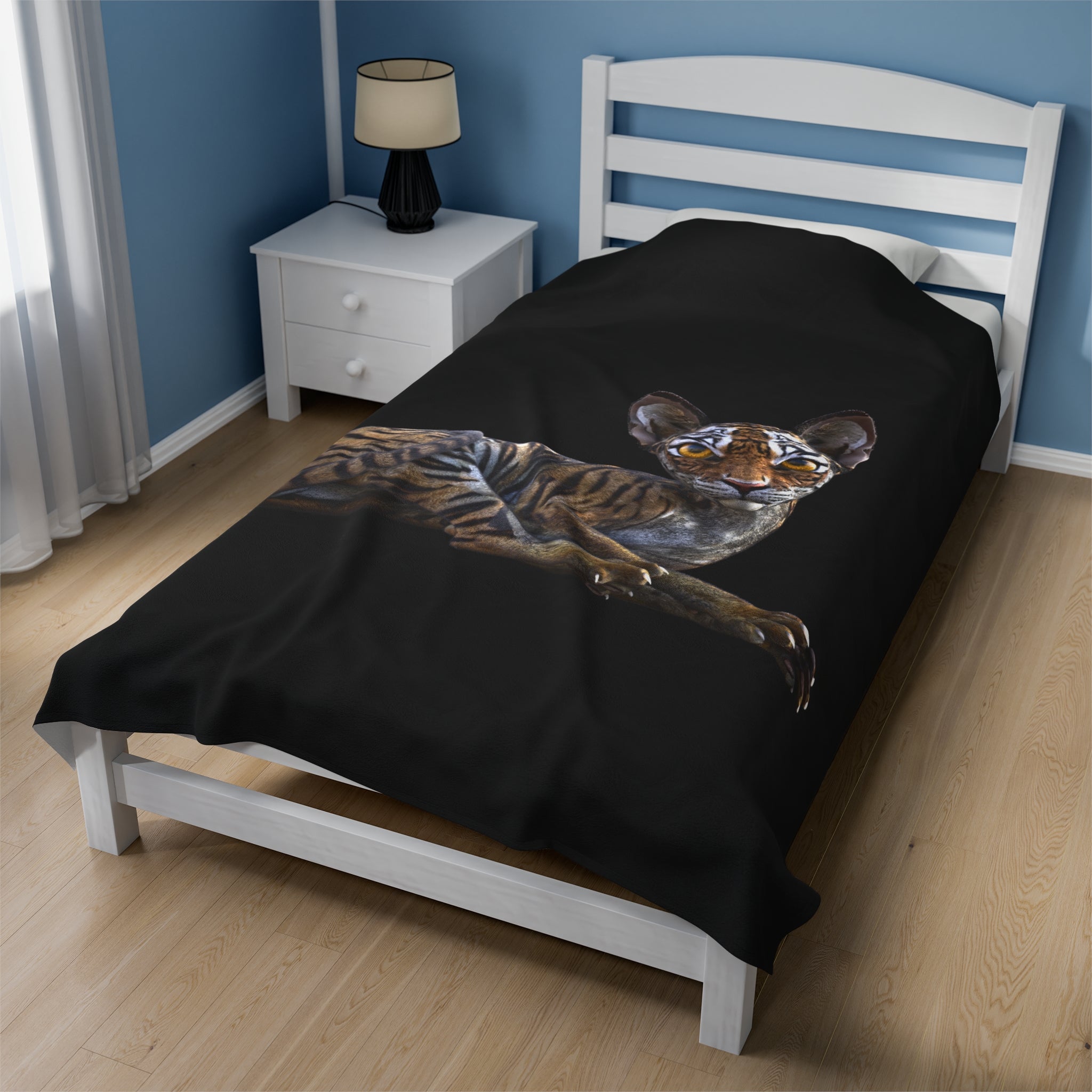 Tiger Sphynx Cat LOOKING AT YOU Velveteen Plush Blanket
