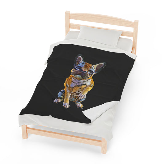 Tiger Frenchie (French Bulldog) ~ BE MY FRIEND Velveteen Plush Blanket