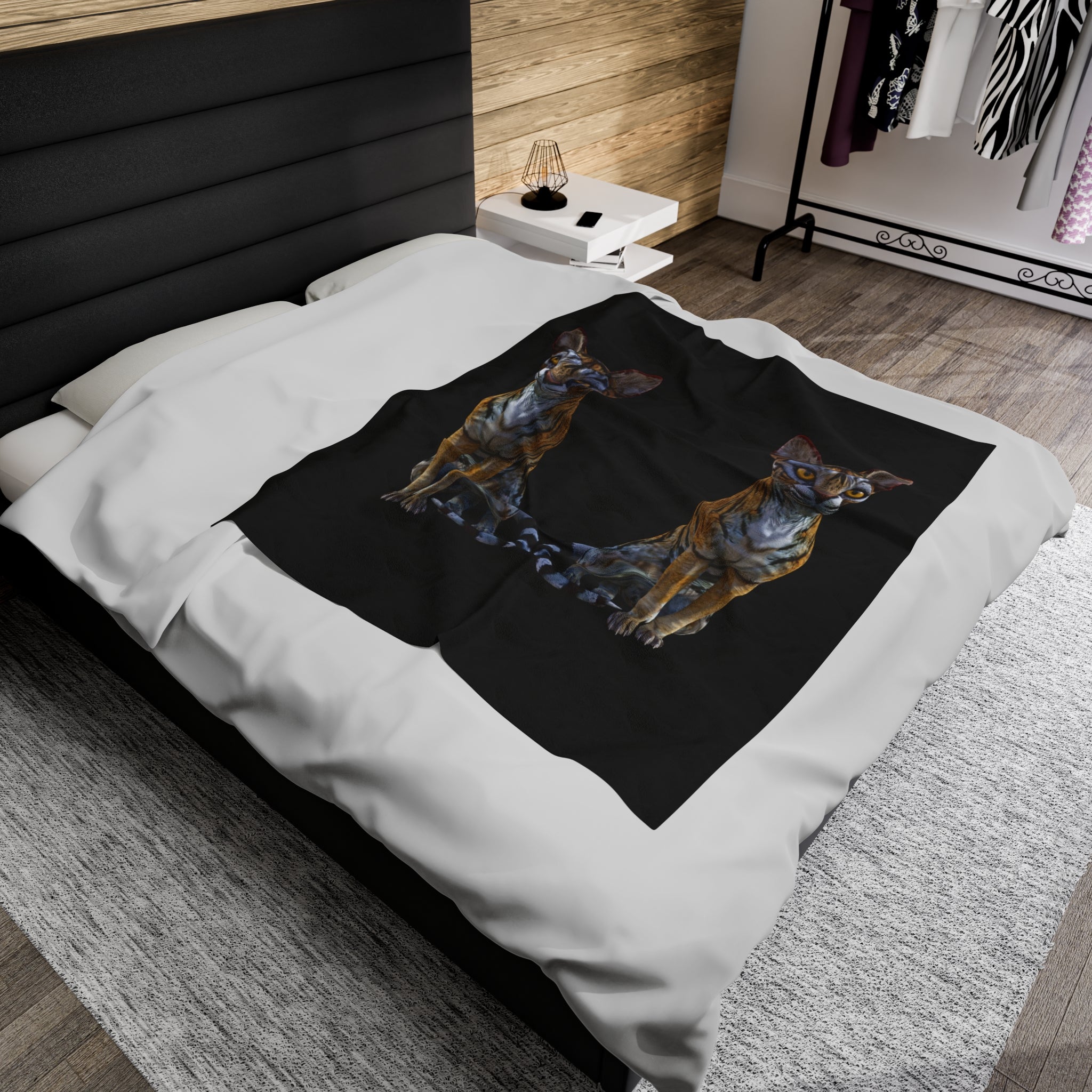 Tiger Sphynx Cats DOUBLE DUTY Velveteen Plush Blanket