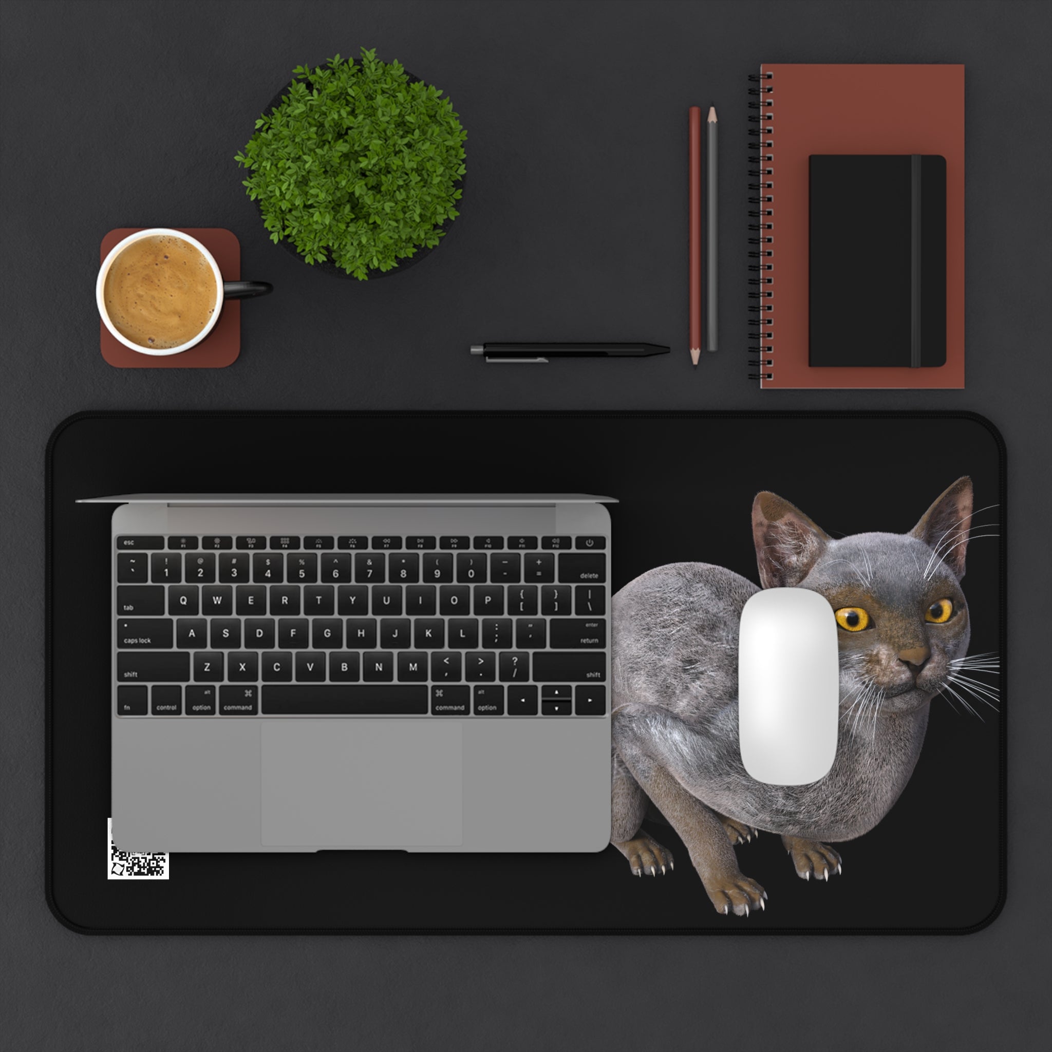 Werewolf Cat LOOKING AT YOU Desk Mat
