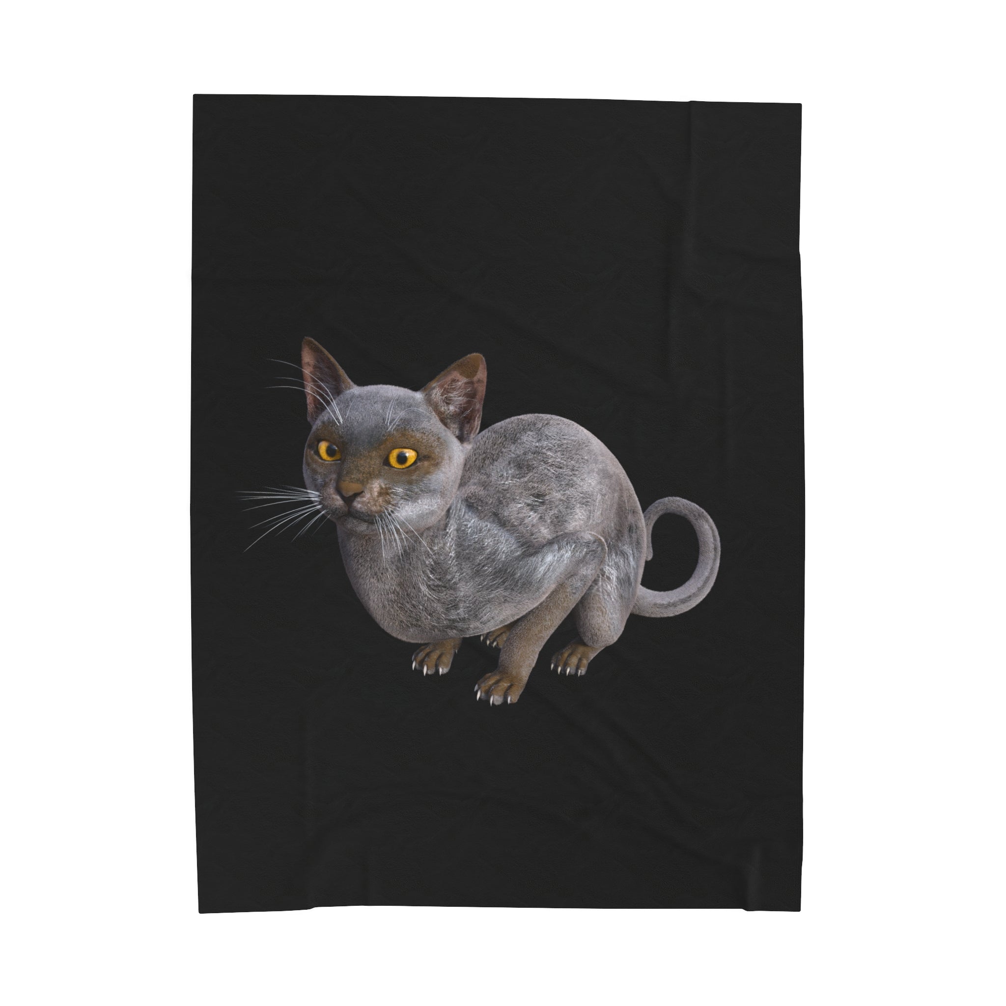 Werewolf Cat ~ CROUCHED Velveteen Plush Blanket