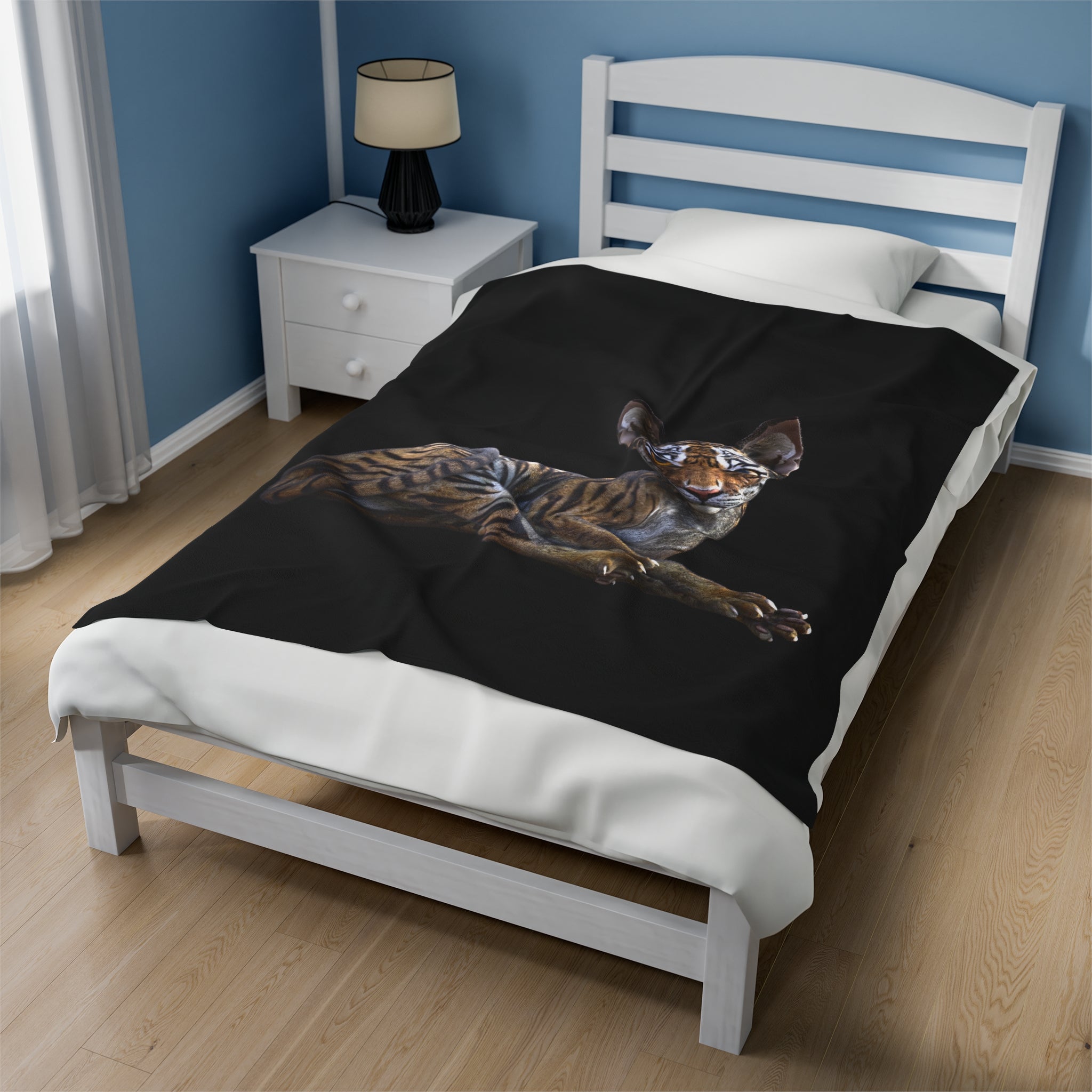 Tiger Sphynx Cat LOOKING AT YOU Velveteen Plush Blanket