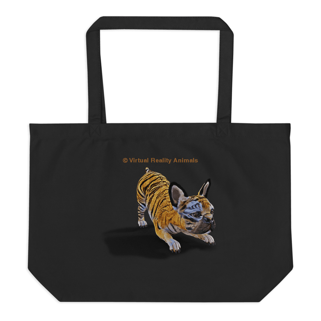 French Bulldog Art (Tiger Frenchie) - Large Organic Animal Print Tote Bag