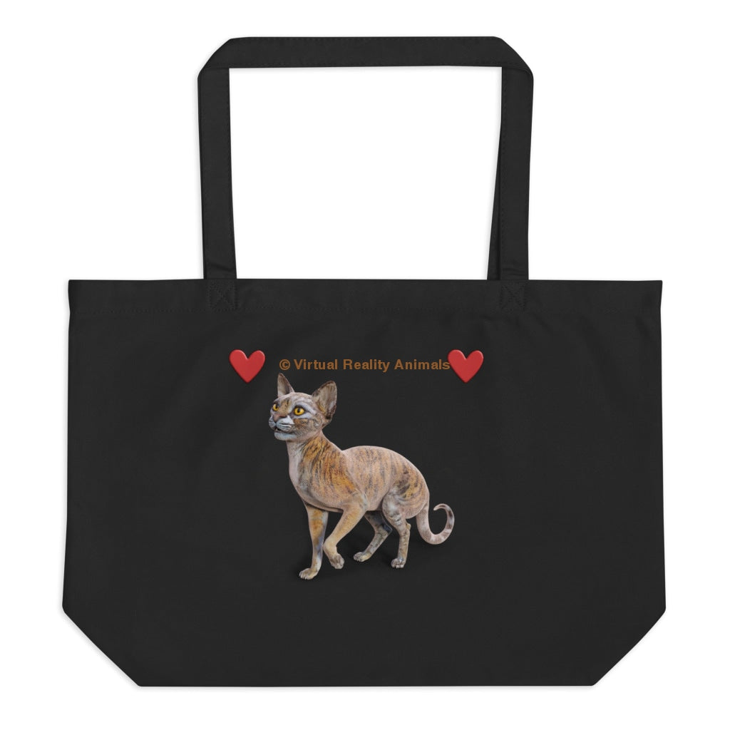 Frosted Sphynx Cat Art - Large Organic Animal Print Tote Bag Bags