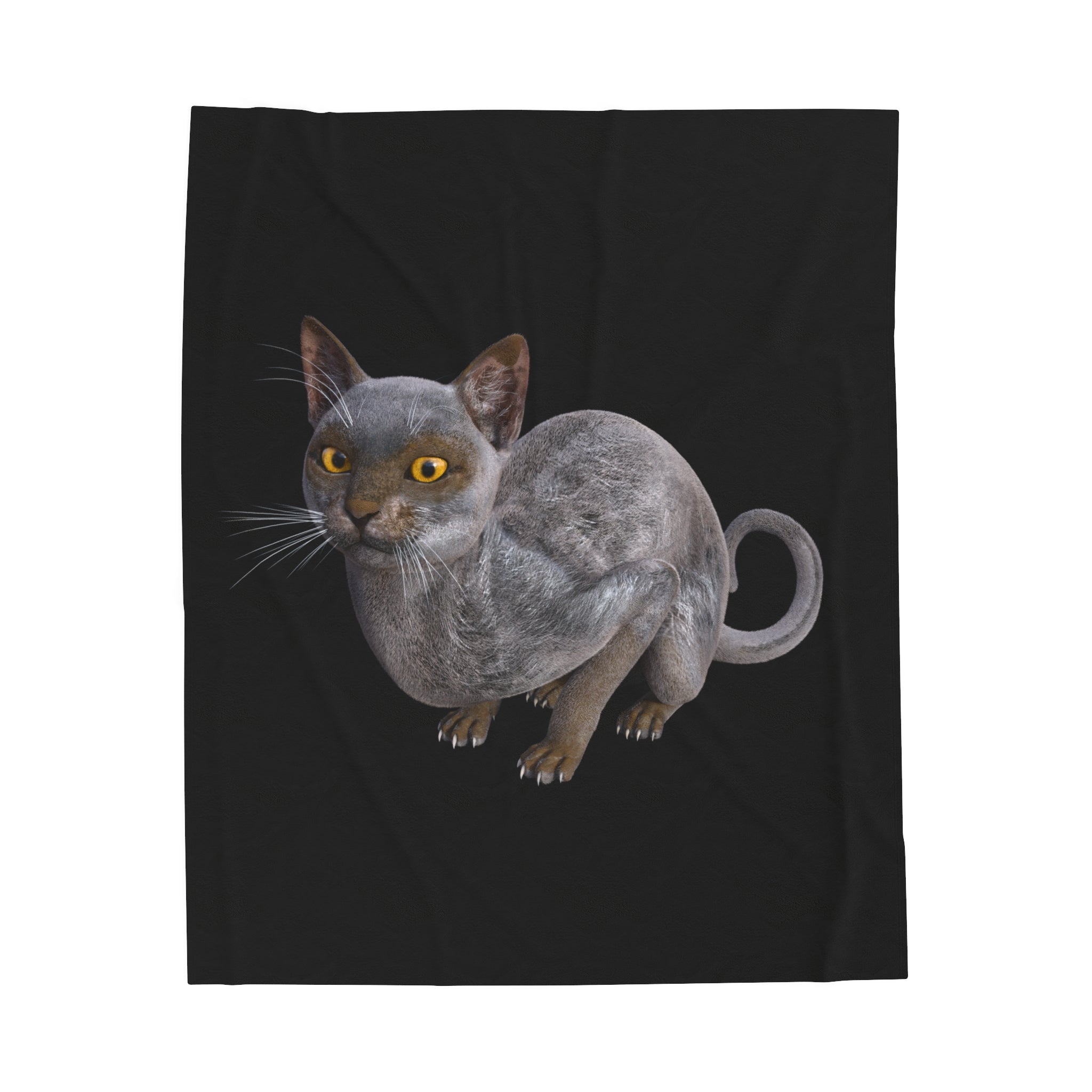Werewolf Cat ~ CROUCHED Velveteen Plush Blanket
