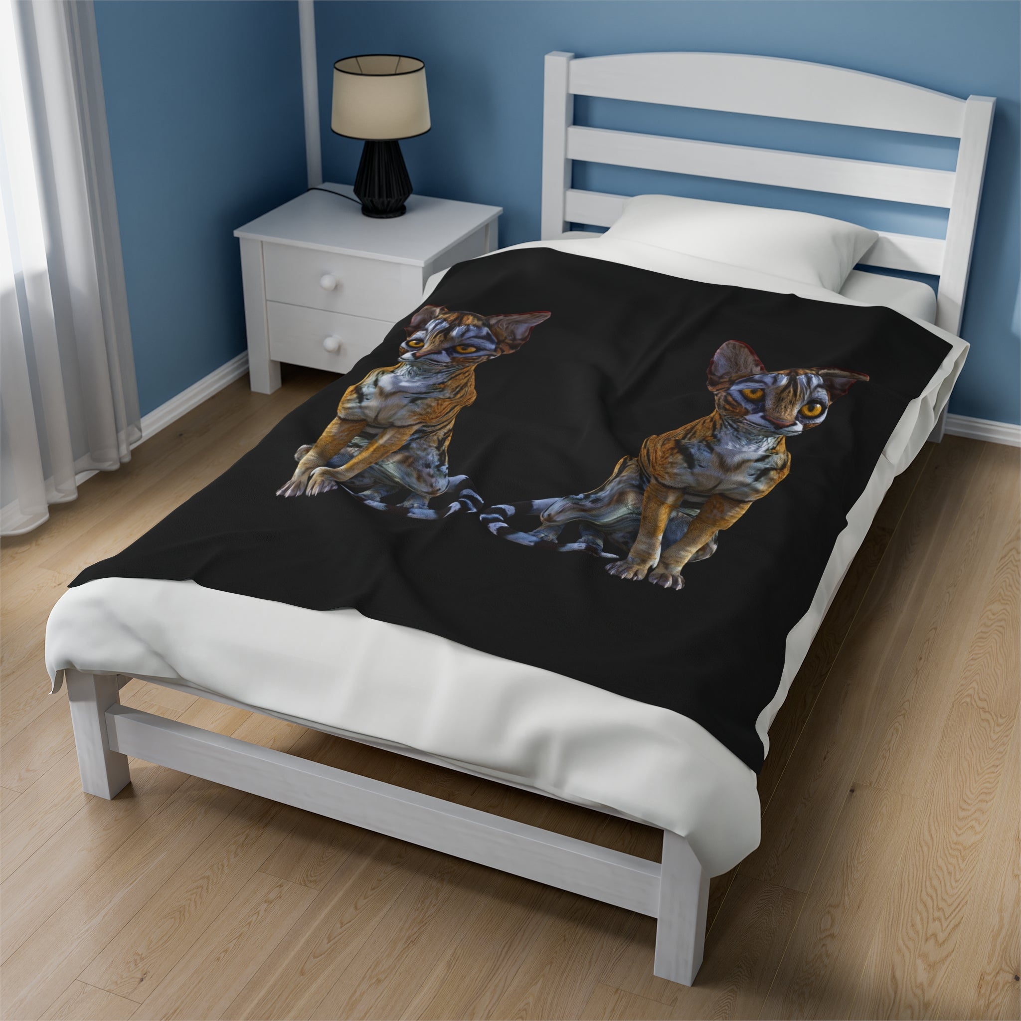 Tiger Sphynx Cats DOUBLE DUTY Velveteen Plush Blanket