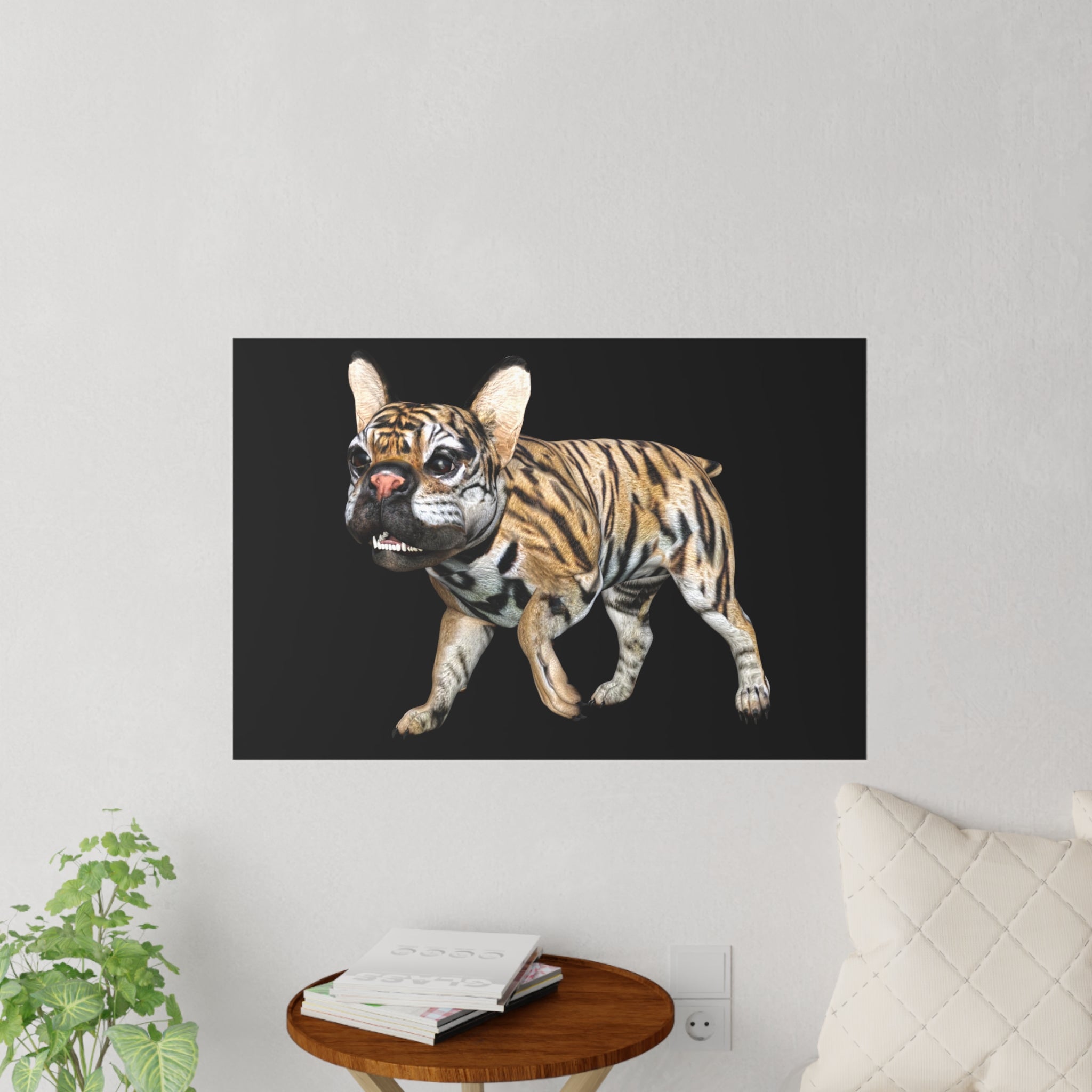 Tiger Frenchie (French Bulldog) ~ CUTIE Black Wall Decal 36" x 24"
