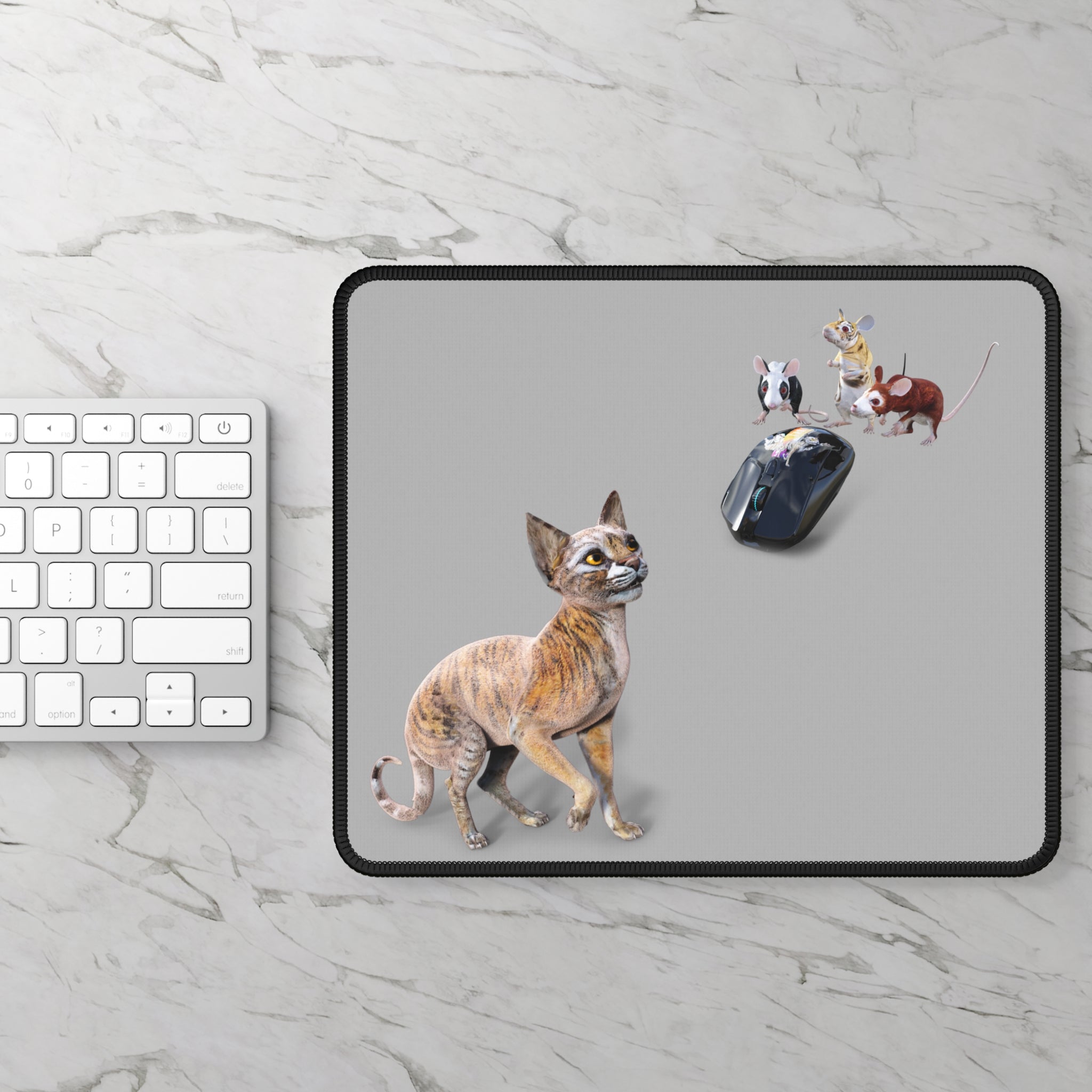 Tiger Sphynx Cat 3 MICE ~ Gaming Mouse Pad, 9" x 7"