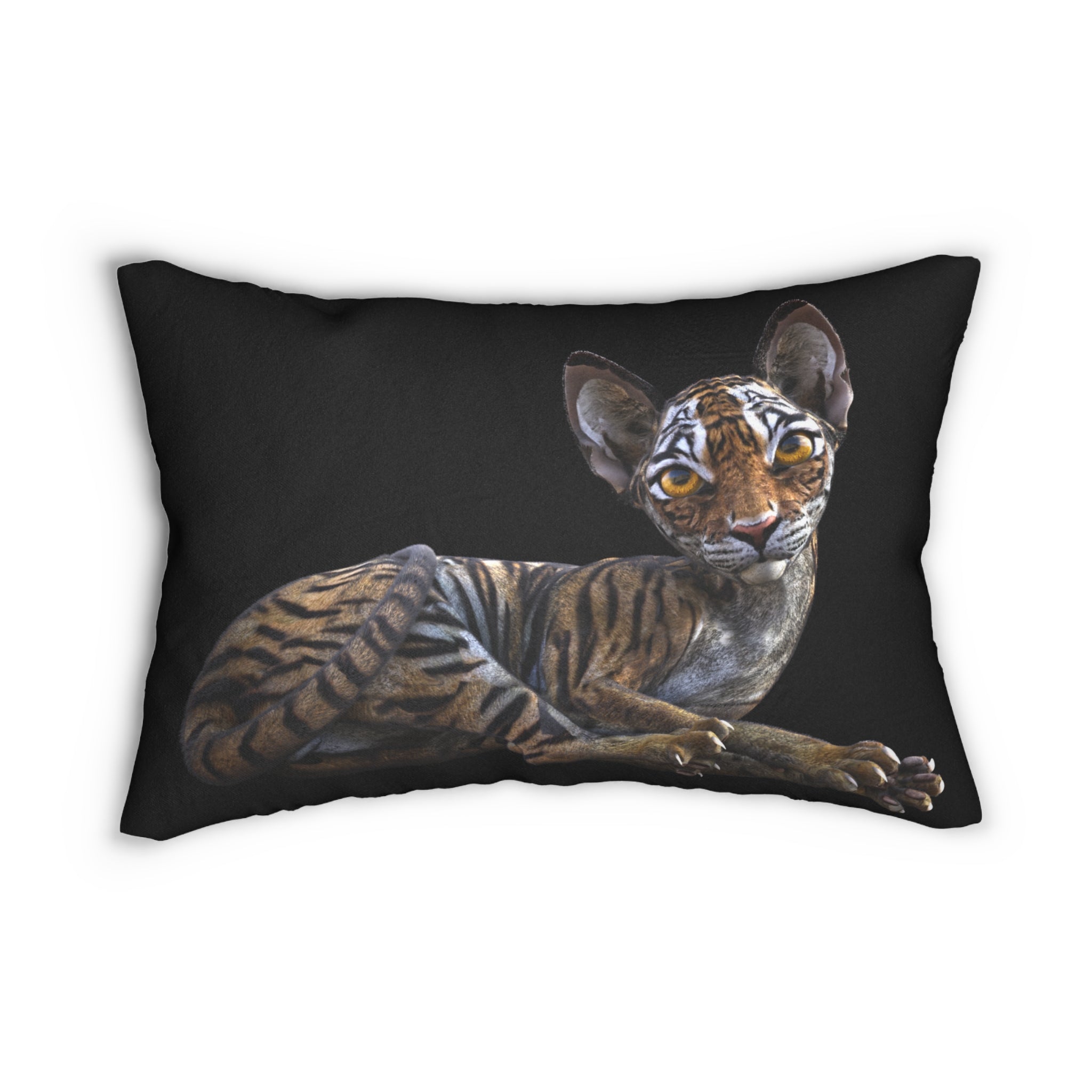 Tiger Sphynx Cat LOOKING AT YOU ~ Lumbar Pillow