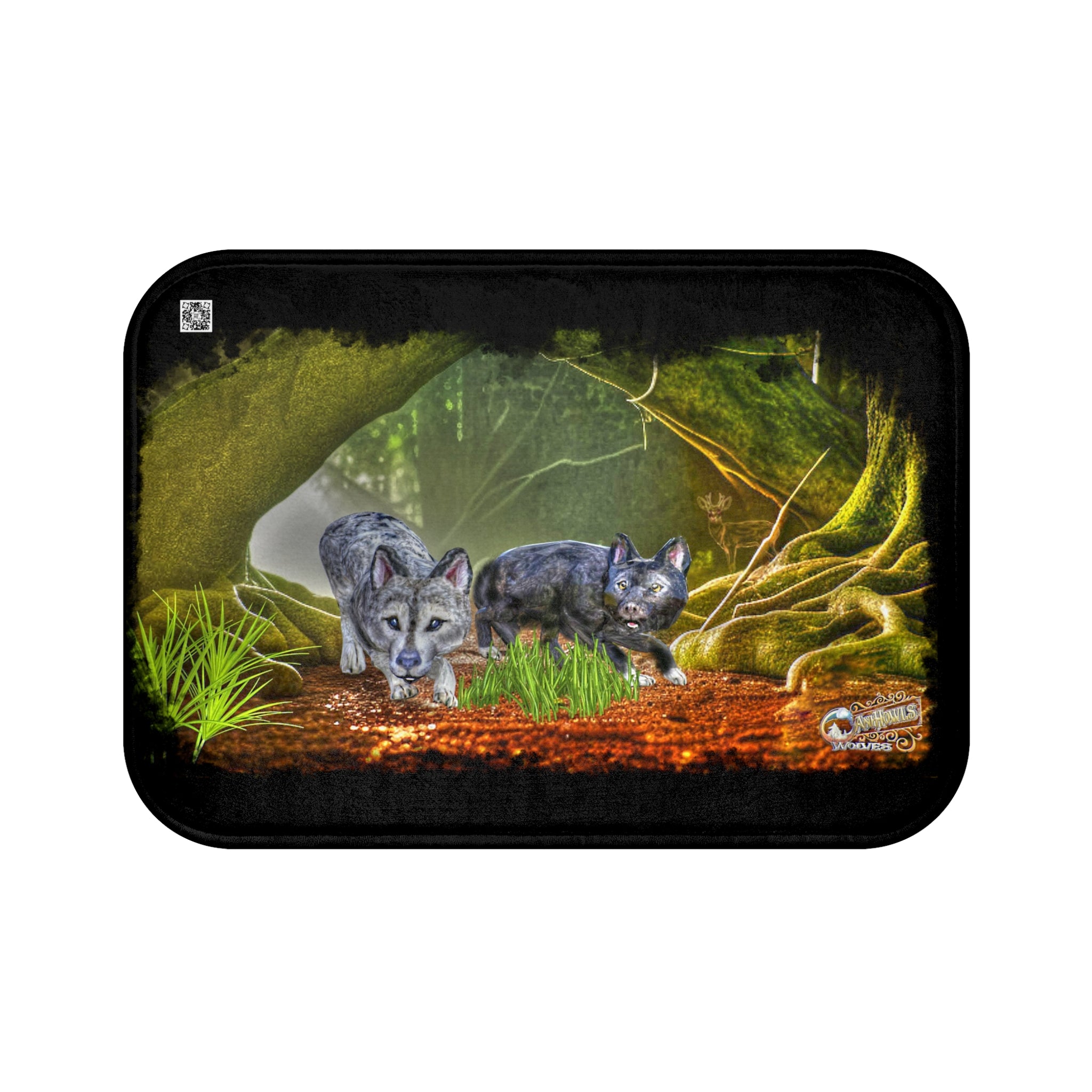 Anihowls™ ~ WOLF PUPS EXPLORING Bath Mat
