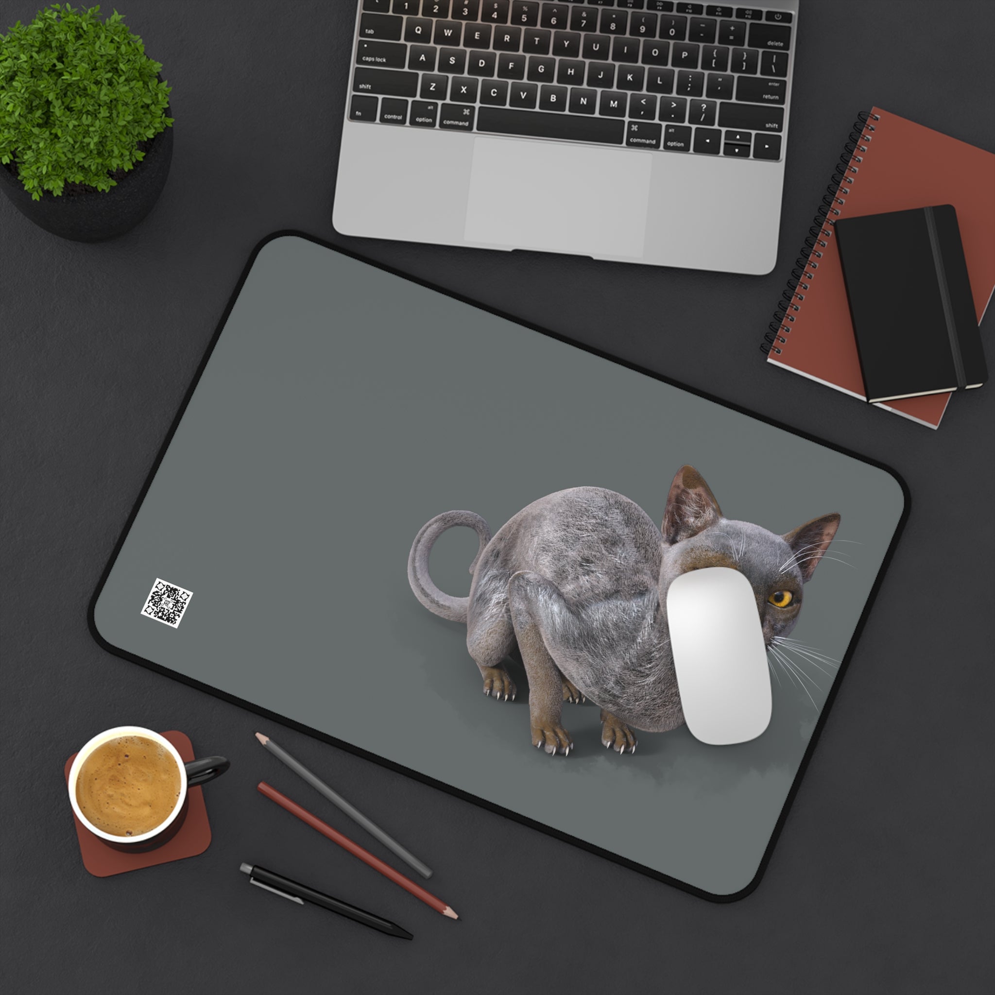 Werewolf Cat LOOKING AT YOU Desk Mat