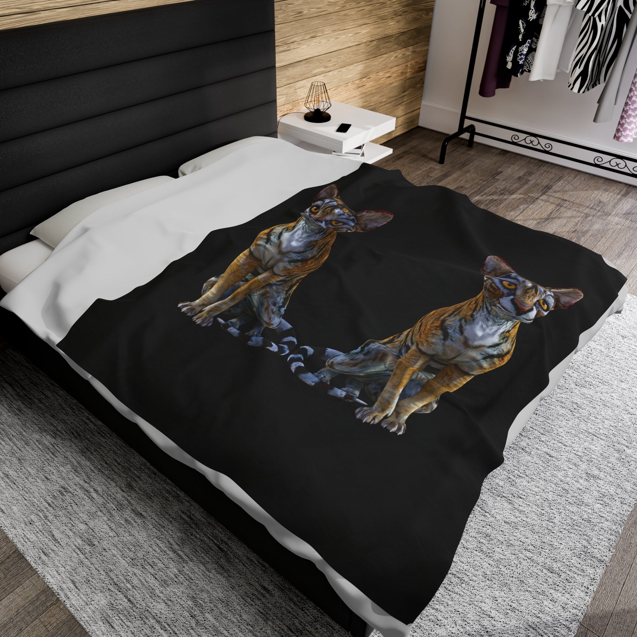 Tiger Sphynx Cats DOUBLE DUTY Velveteen Plush Blanket