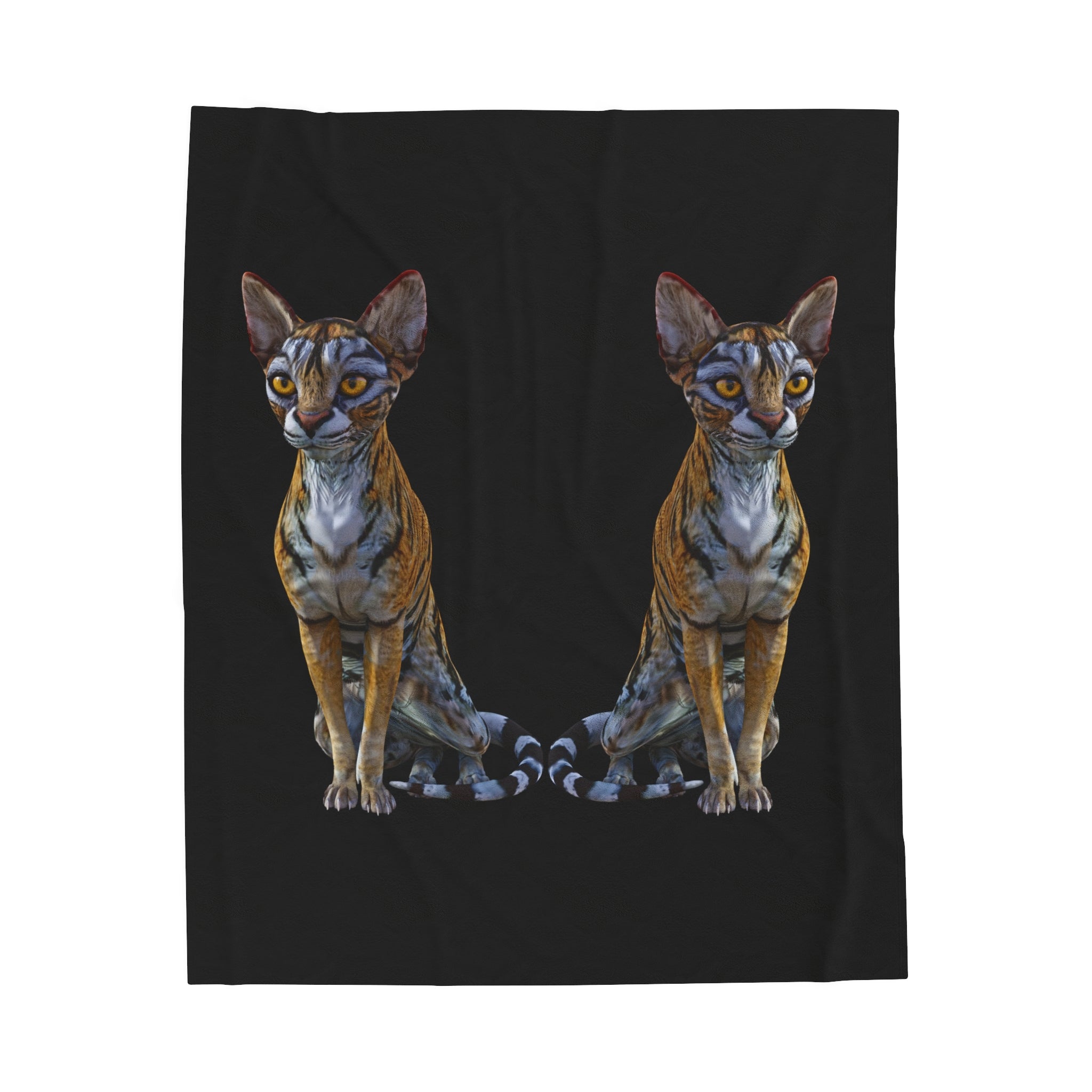 Tiger Sphynx Cats DOUBLE DUTY Velveteen Plush Blanket