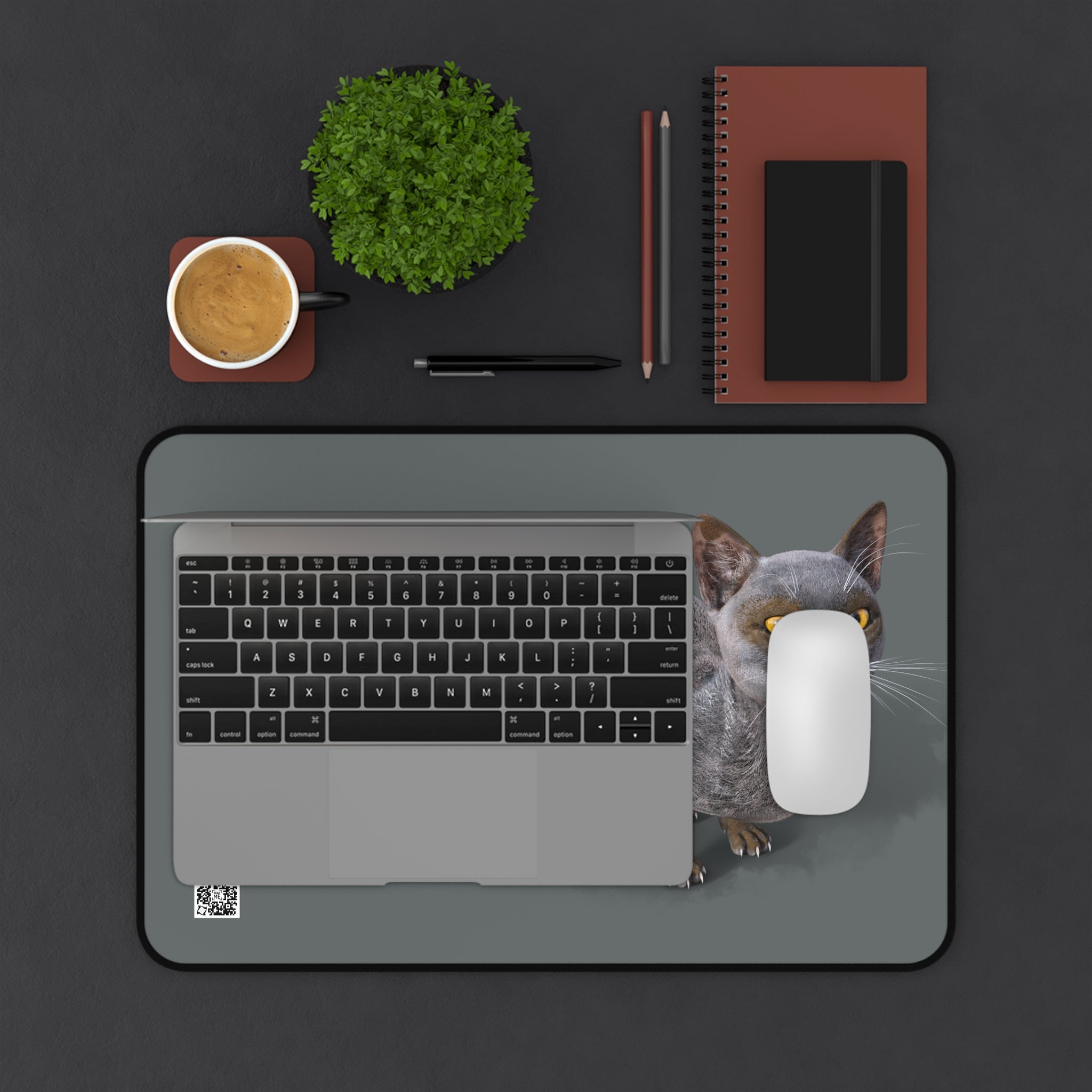 Werewolf Cat LOOKING AT YOU Desk Mat