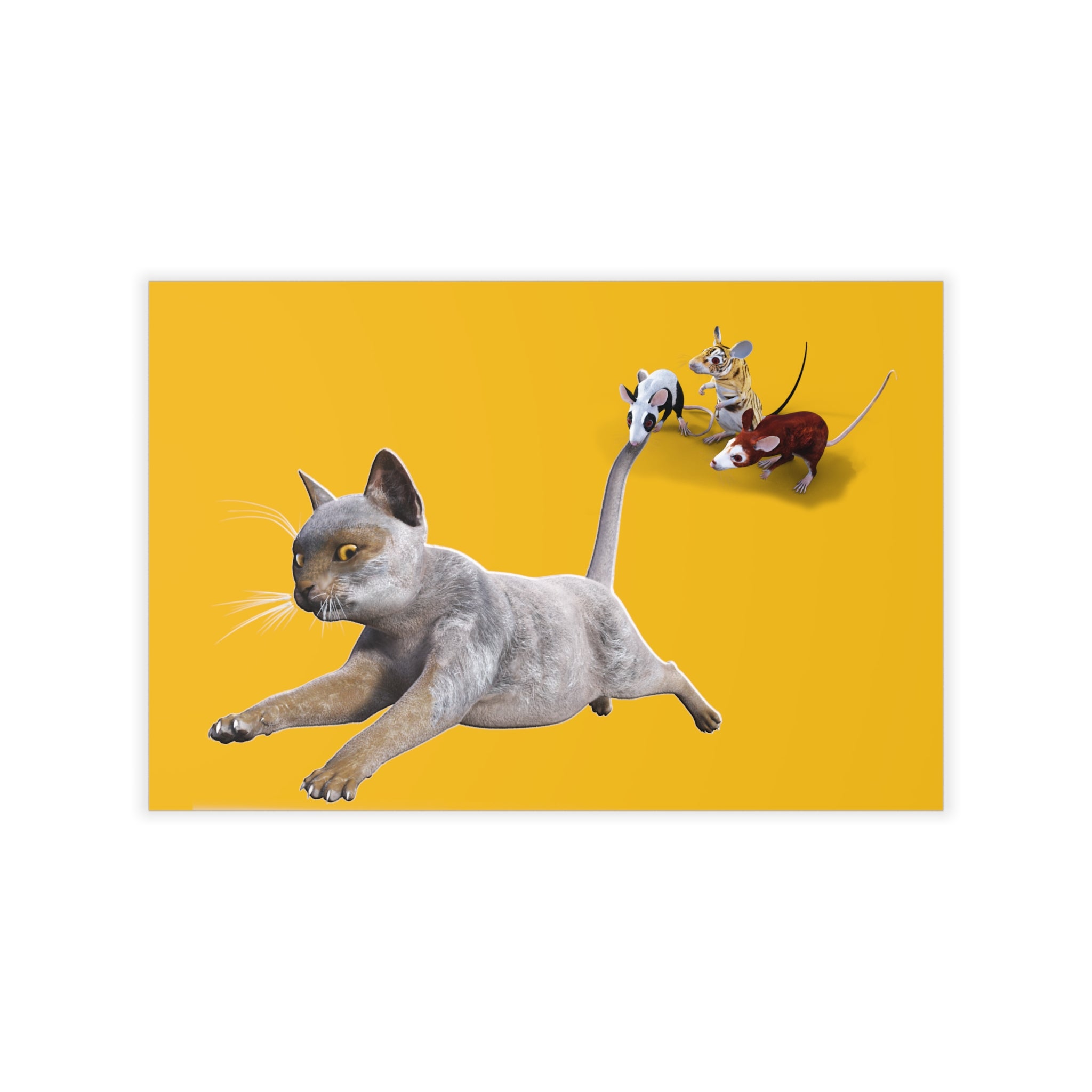 Werewolf Cat with 3 MICE ~ GOLD Wall Decal, 36" x 24"