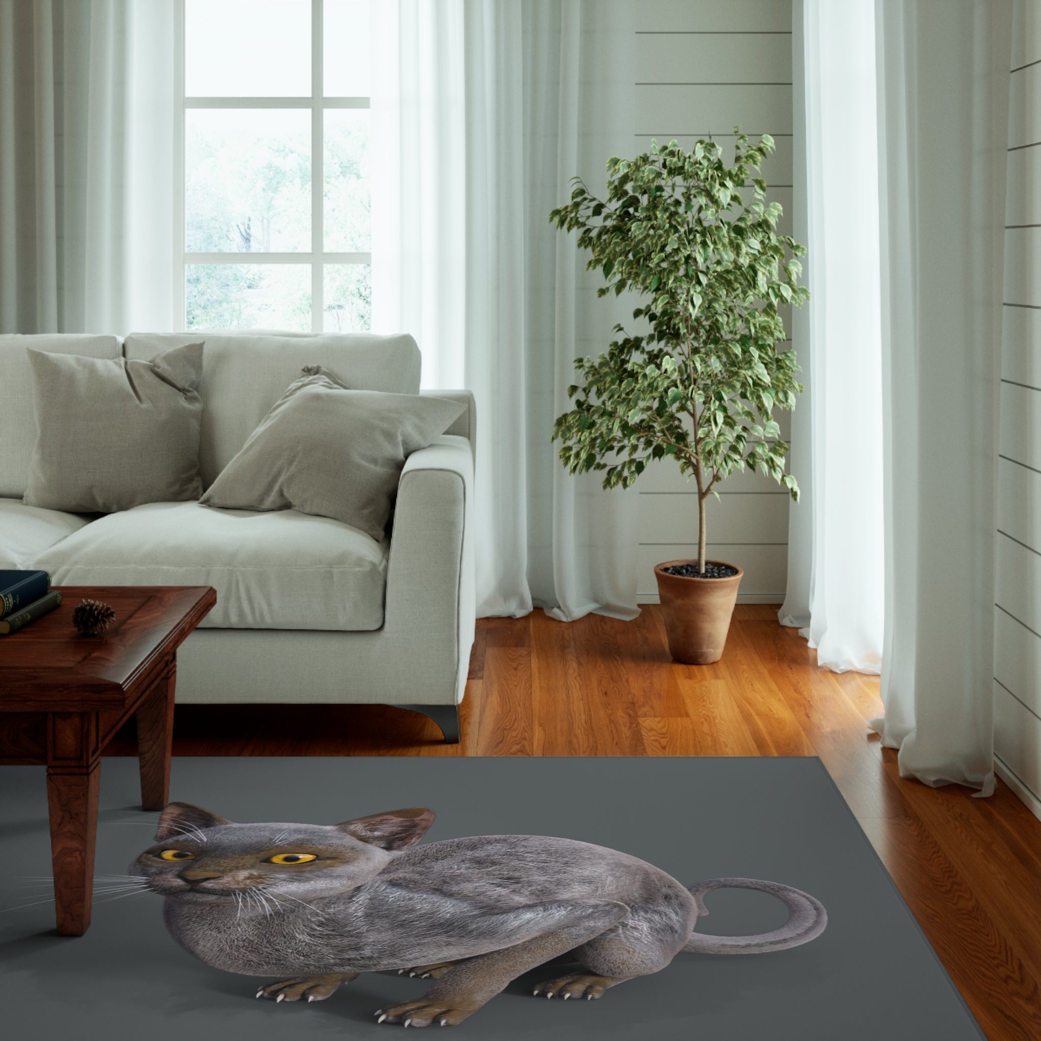 Werewolf Cat LOOKING AT YOU Rug, 63" x 84"