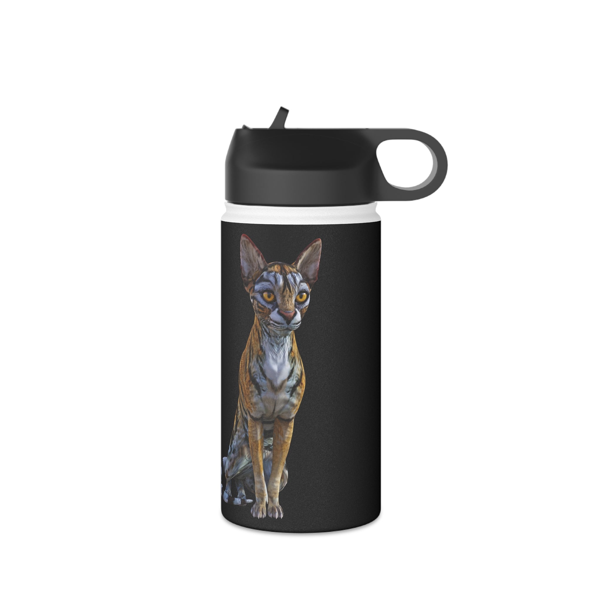 Tiger Sphynx Cat ~ DOUBLE DUTY Stainless Steel Water Bottle, Standard Lid