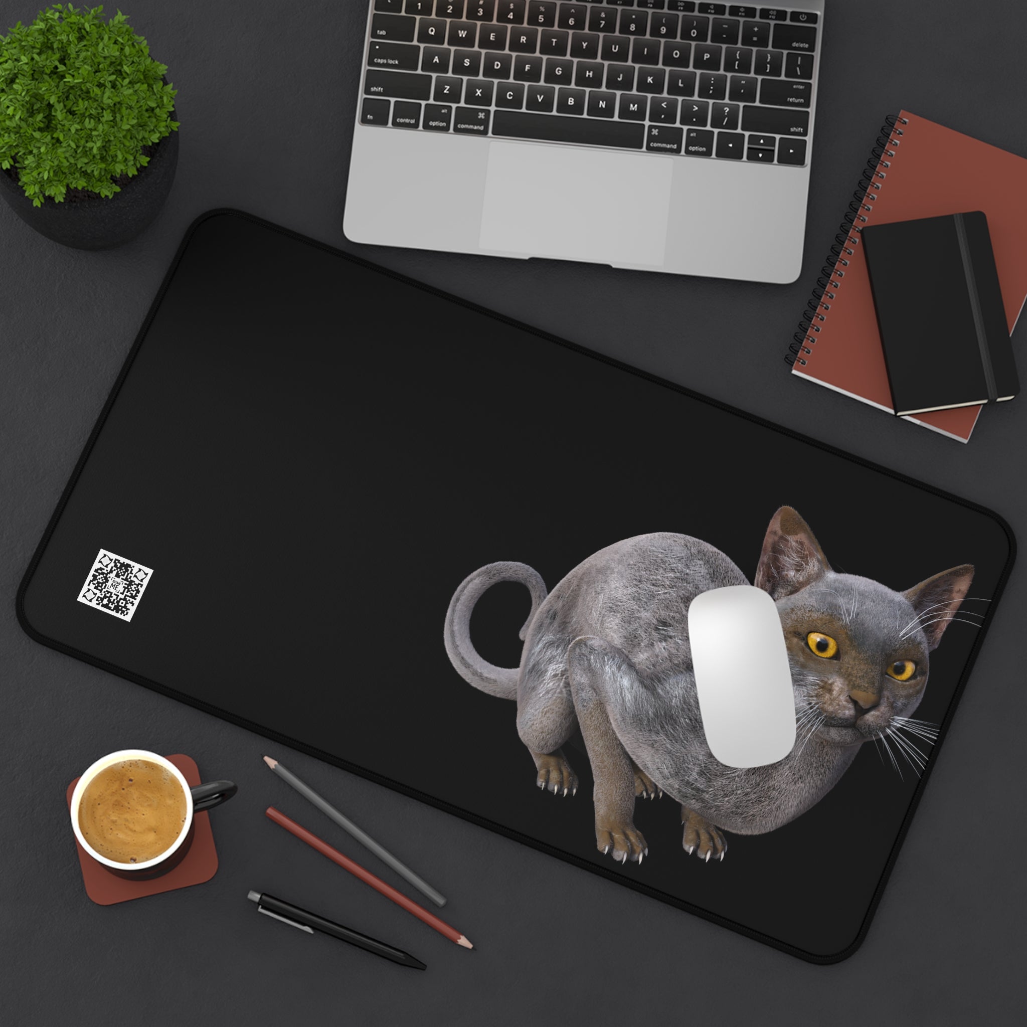 Werewolf Cat LOOKING AT YOU Desk Mat