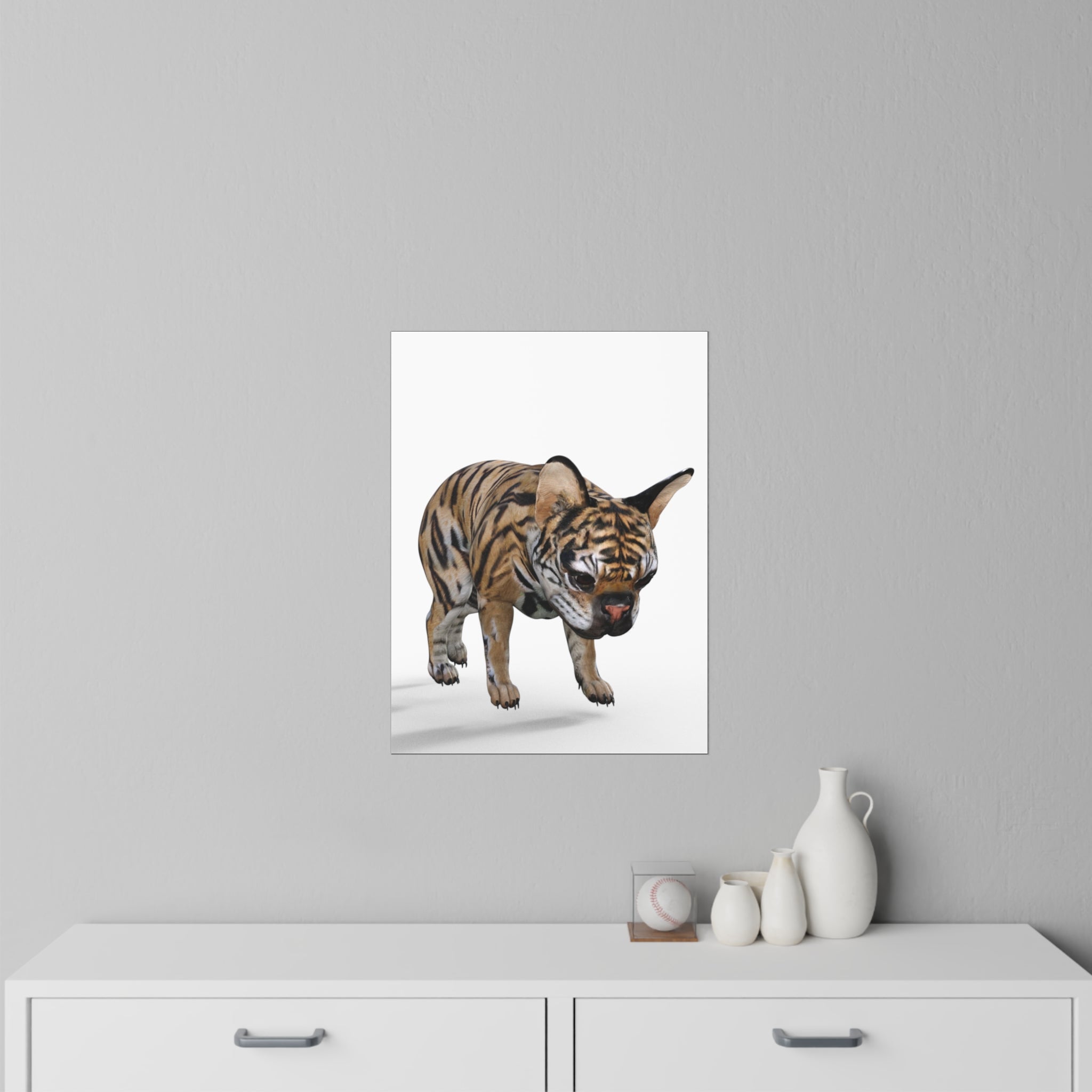 Tiger Frenchie (French Bulldog) NAUGHTY ~ WHITE Wall Decal 18"x24"
