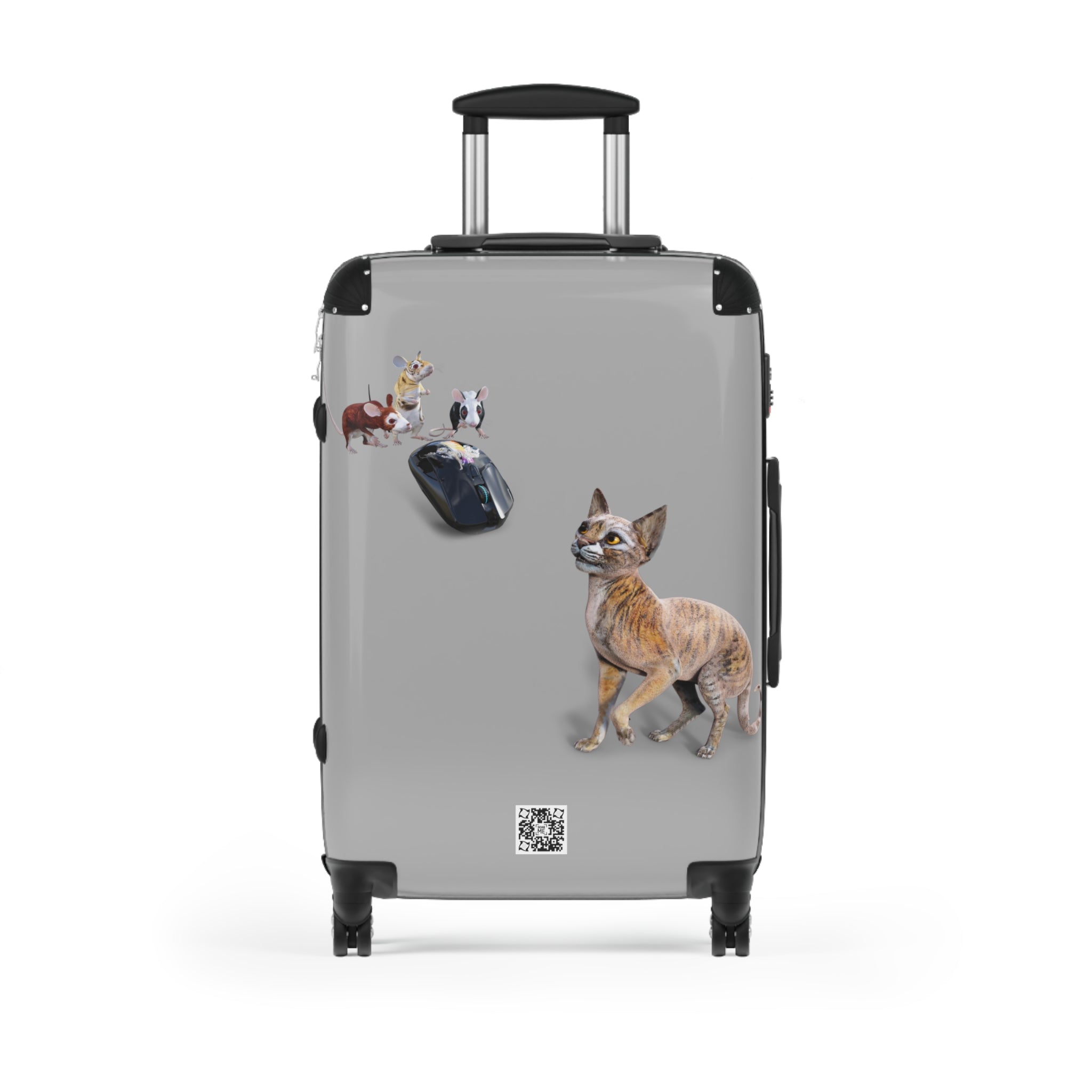 Tiger Sphynx Cat 3 MICE ~ LIGHT GREY Suitcase in 3 sizes