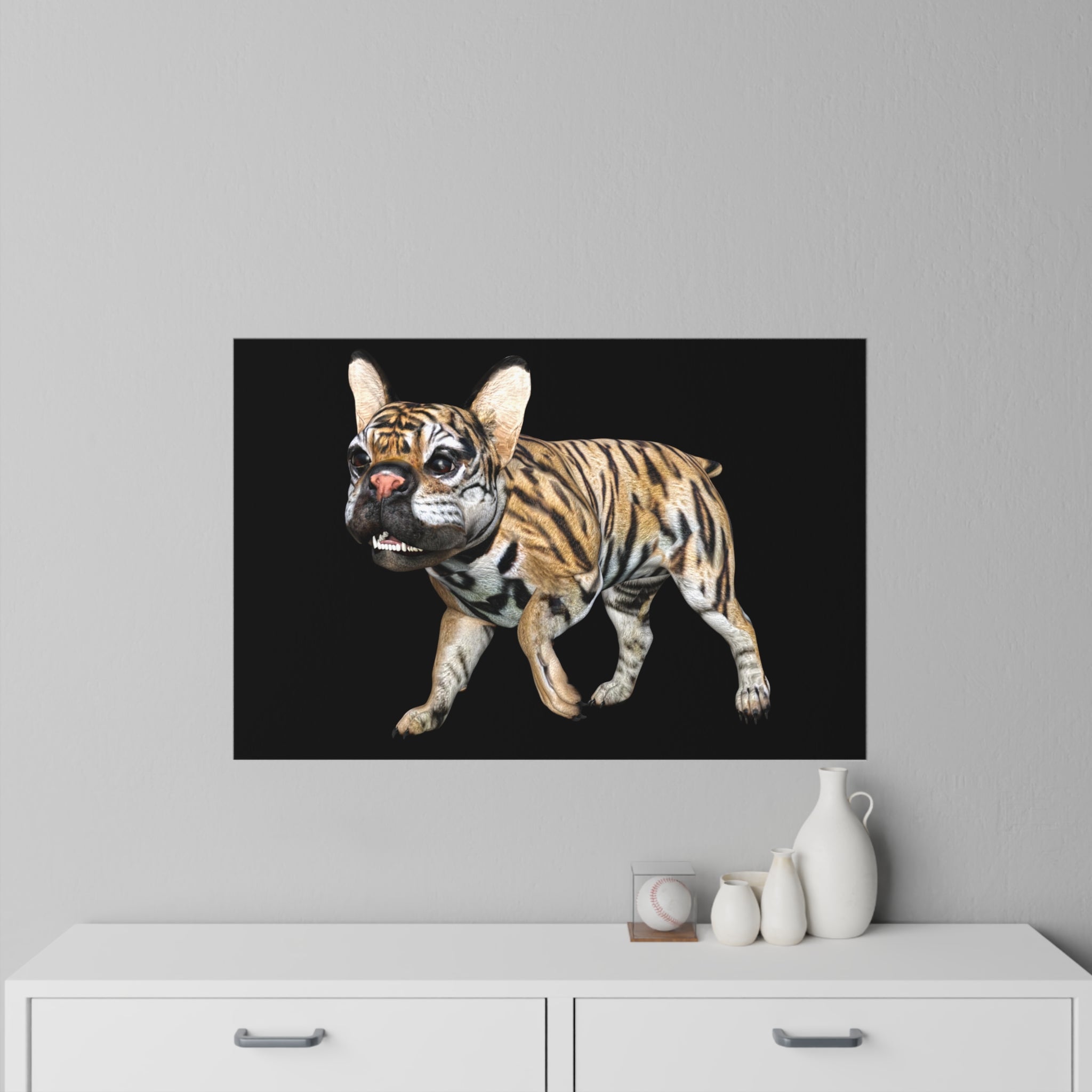Tiger Frenchie (French Bulldog) ~ CUTIE Black Wall Decal 36" x 24"