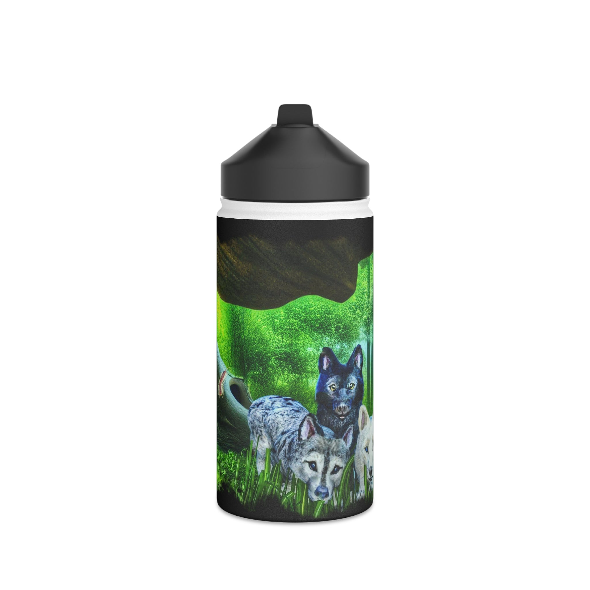 Anihowls™Wolves WOLF PUPS PORTRAIT ~ Stainless Steel Water Bottle, Standard Lid