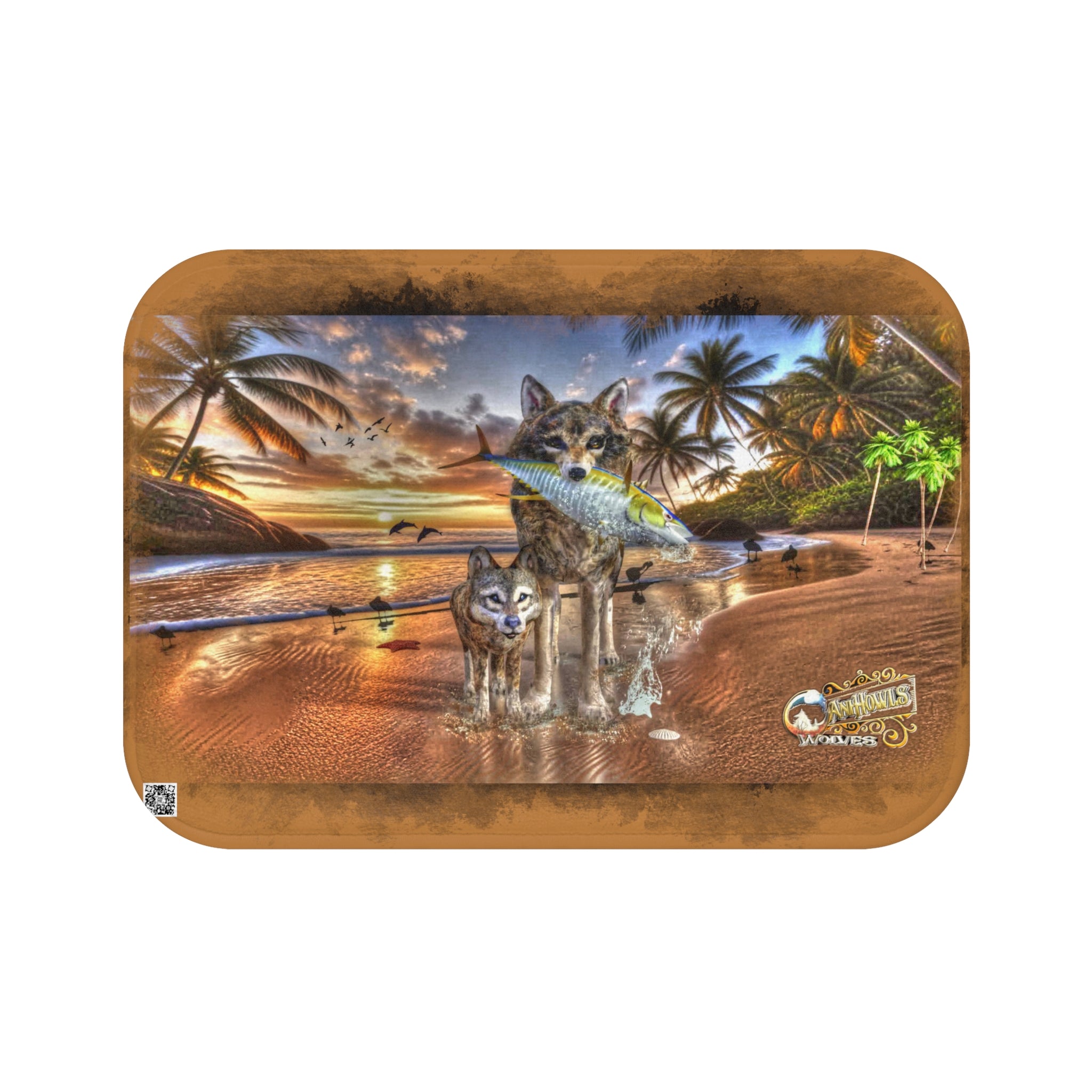 Anihowls™ ~ WOLVES ON THE BEACH Bath Mat