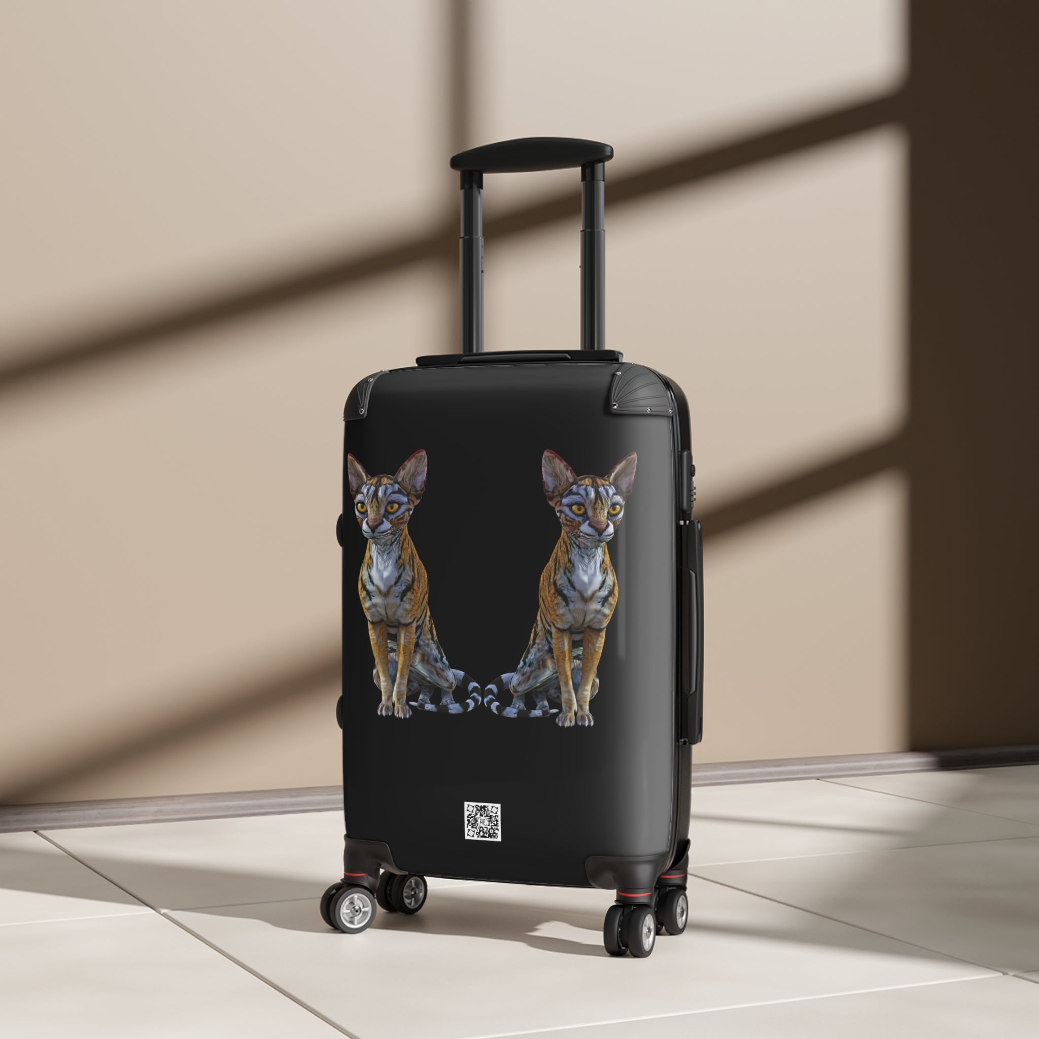 Tiger Sphynx Cats DOUBLE DUTY Black Suitcase in 3 sizes