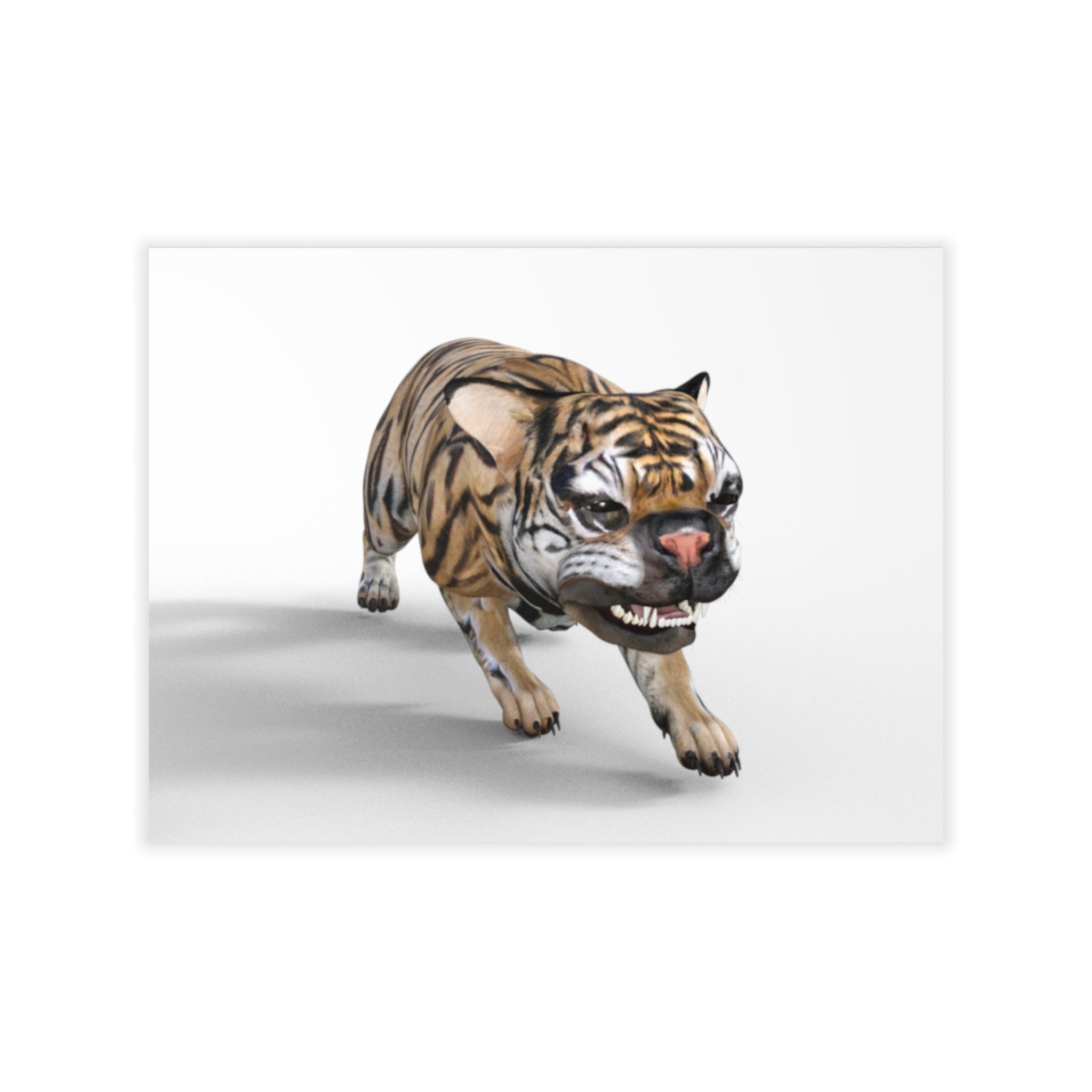 Tiger Frenchie (French Bulldog) FIERCE ~ WHITE Wall Decal 18" x 24"