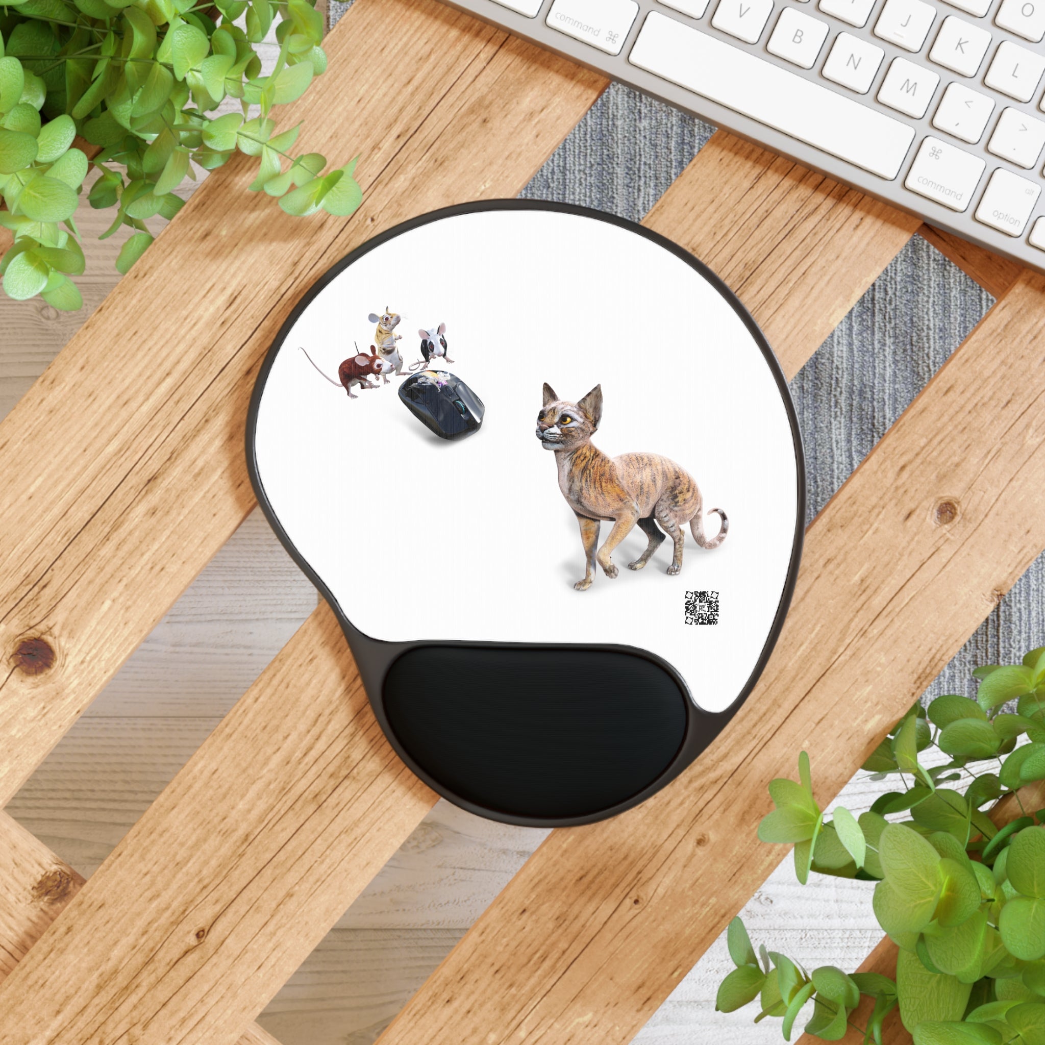 Tiger Sphynx Cat 3 MICE ~ Mouse Pad With Wrist Rest