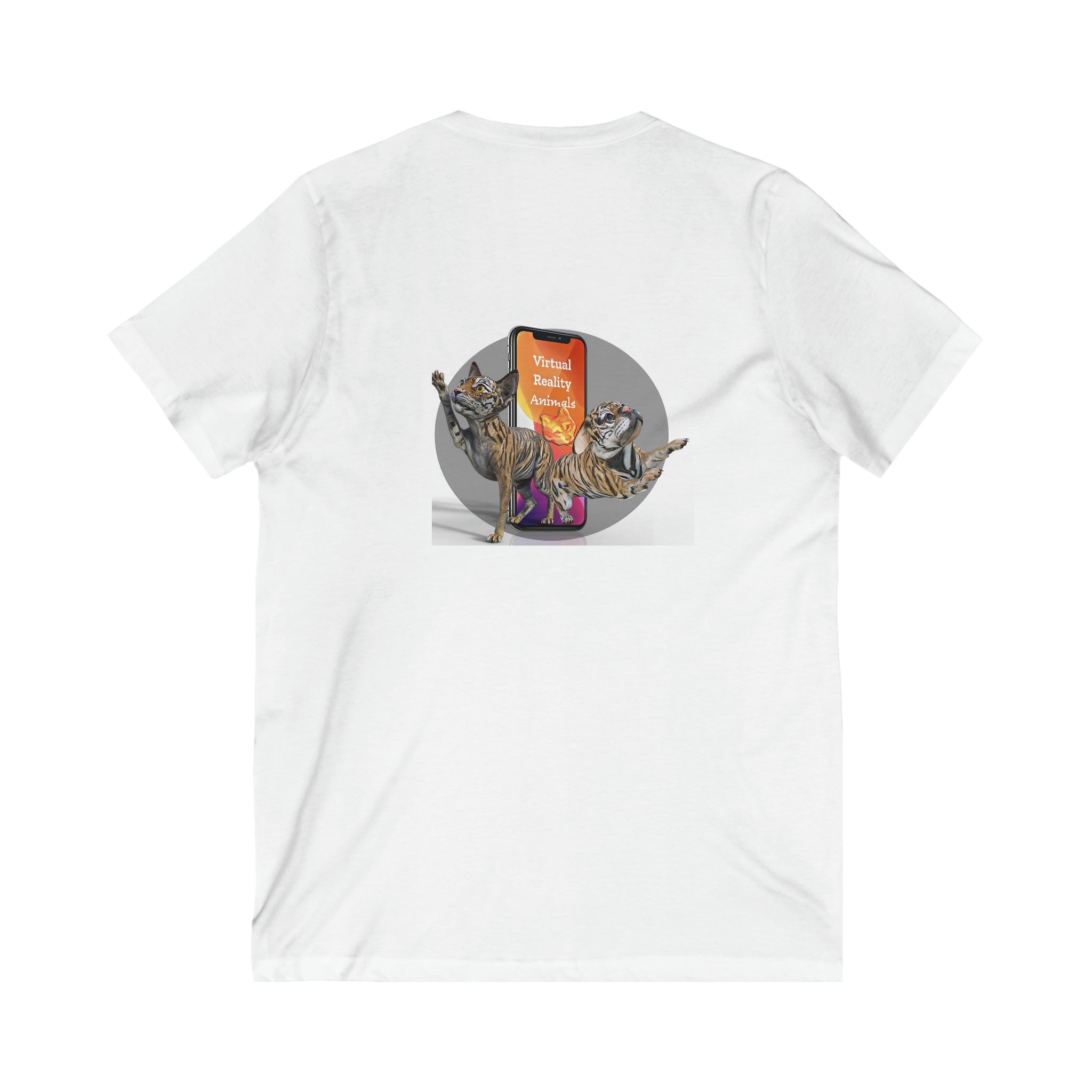 Werewolf Cat FIERCE ~ Unisex Short Sleeve V-Neck Tee, black or white