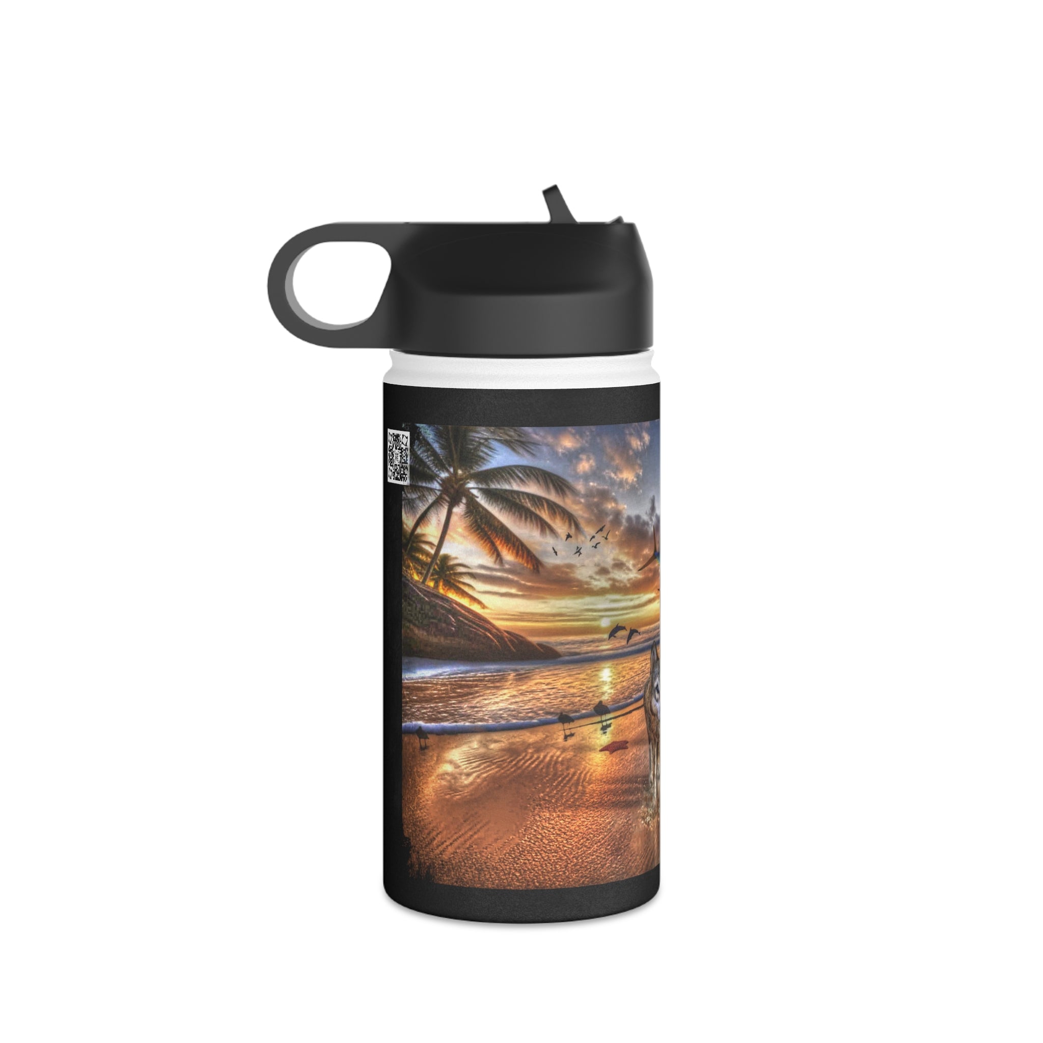 Anihowls™ Wolves ON THE BEACH 01 ~ Stainless Steel Water Bottle, Standard Lid