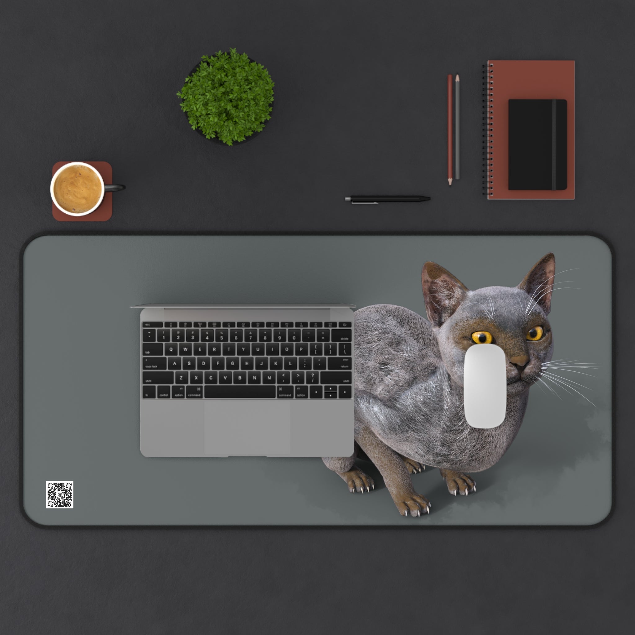 Werewolf Cat LOOKING AT YOU Desk Mat
