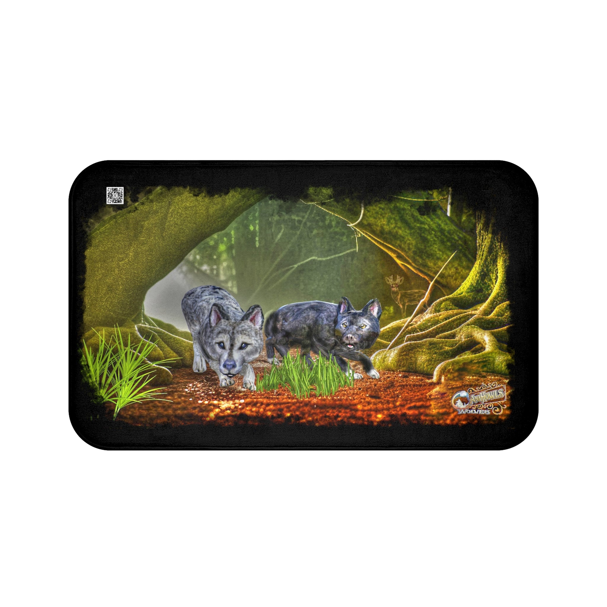 Anihowls™ ~ WOLF PUPS EXPLORING Bath Mat