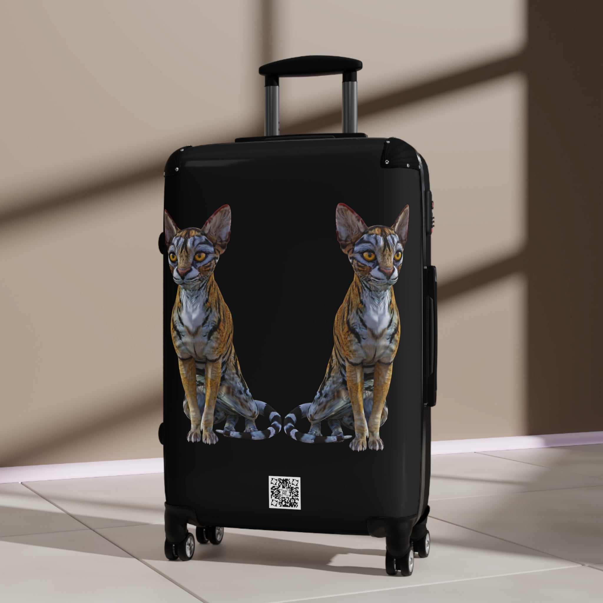 Tiger Sphynx Cats DOUBLE DUTY Black Suitcase in 3 sizes
