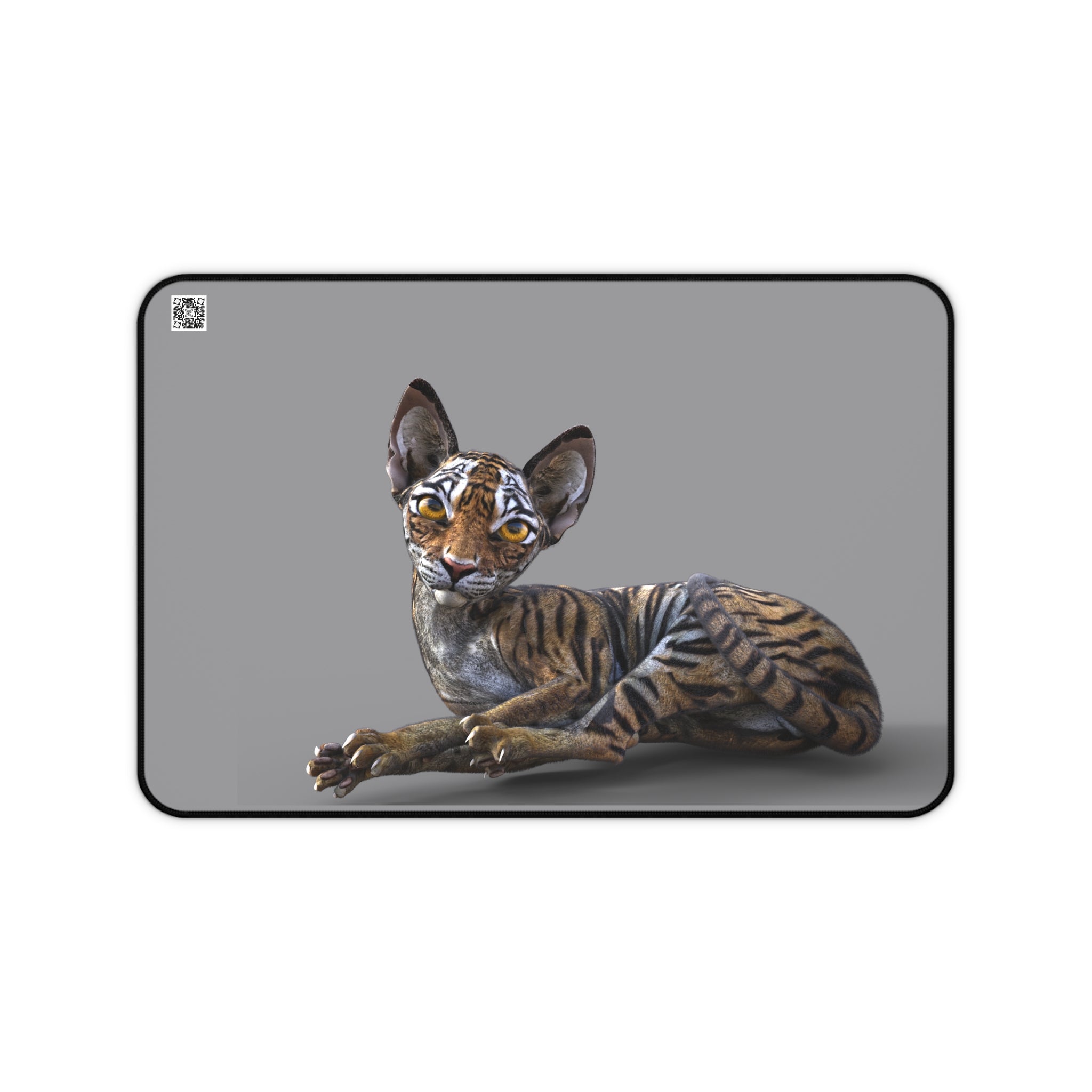 Tiger Sphynx Cat LOOKING AT YOU ~ Grey Desk Mat