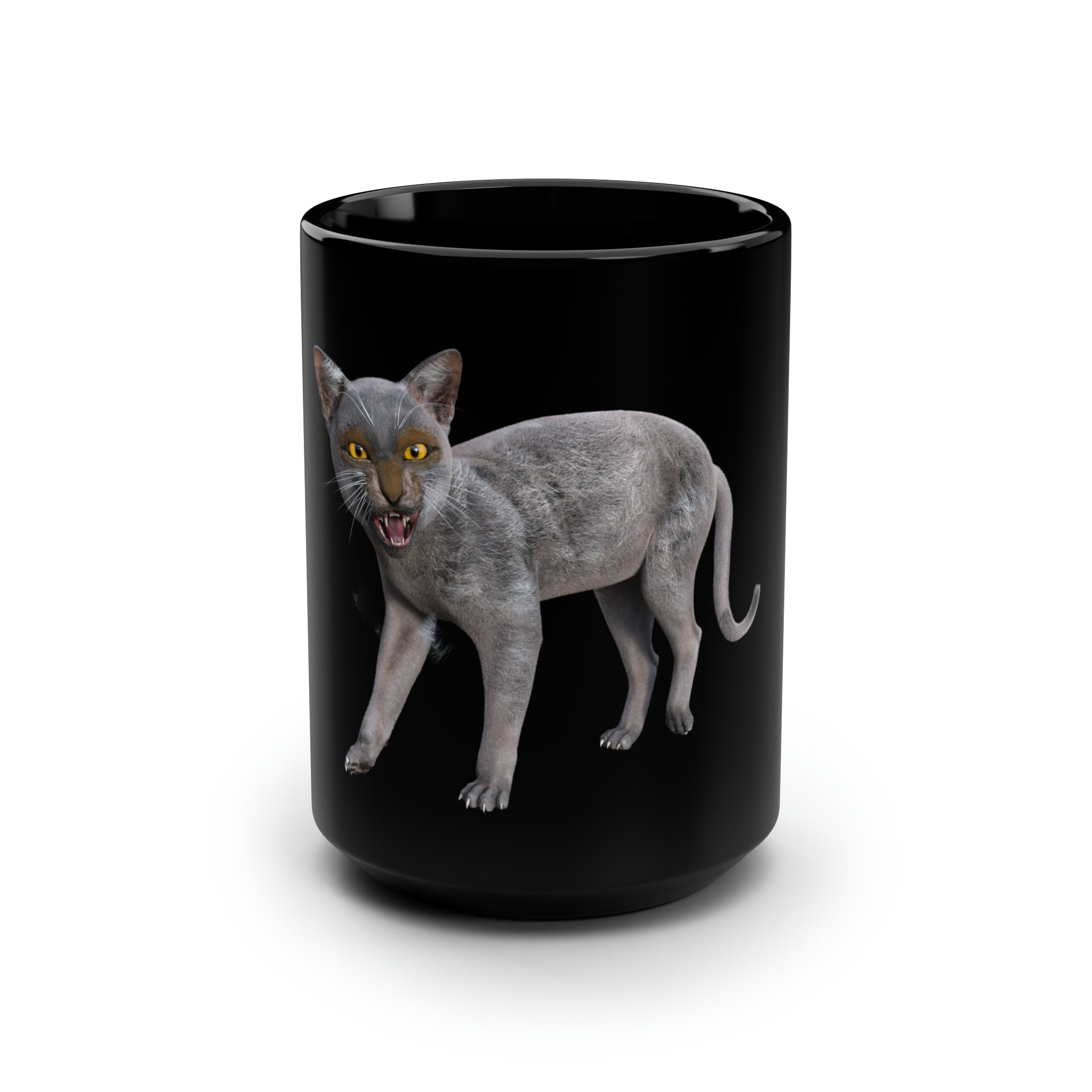 Werewolf Cat FIERCE Black Mug, 15oz