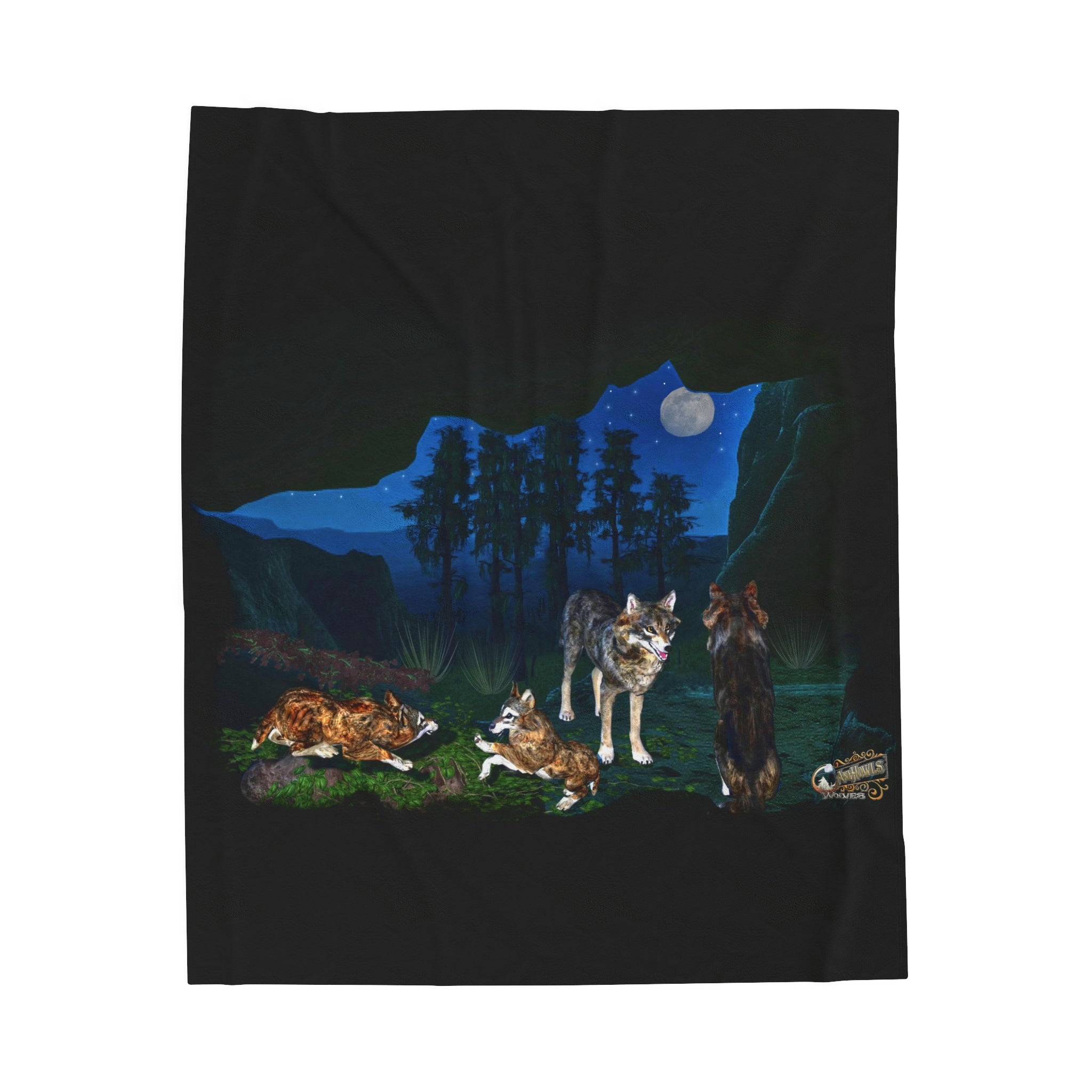 Anihowls™ Wolves ~ NIGHT VIBE Velveteen Plush Blanket