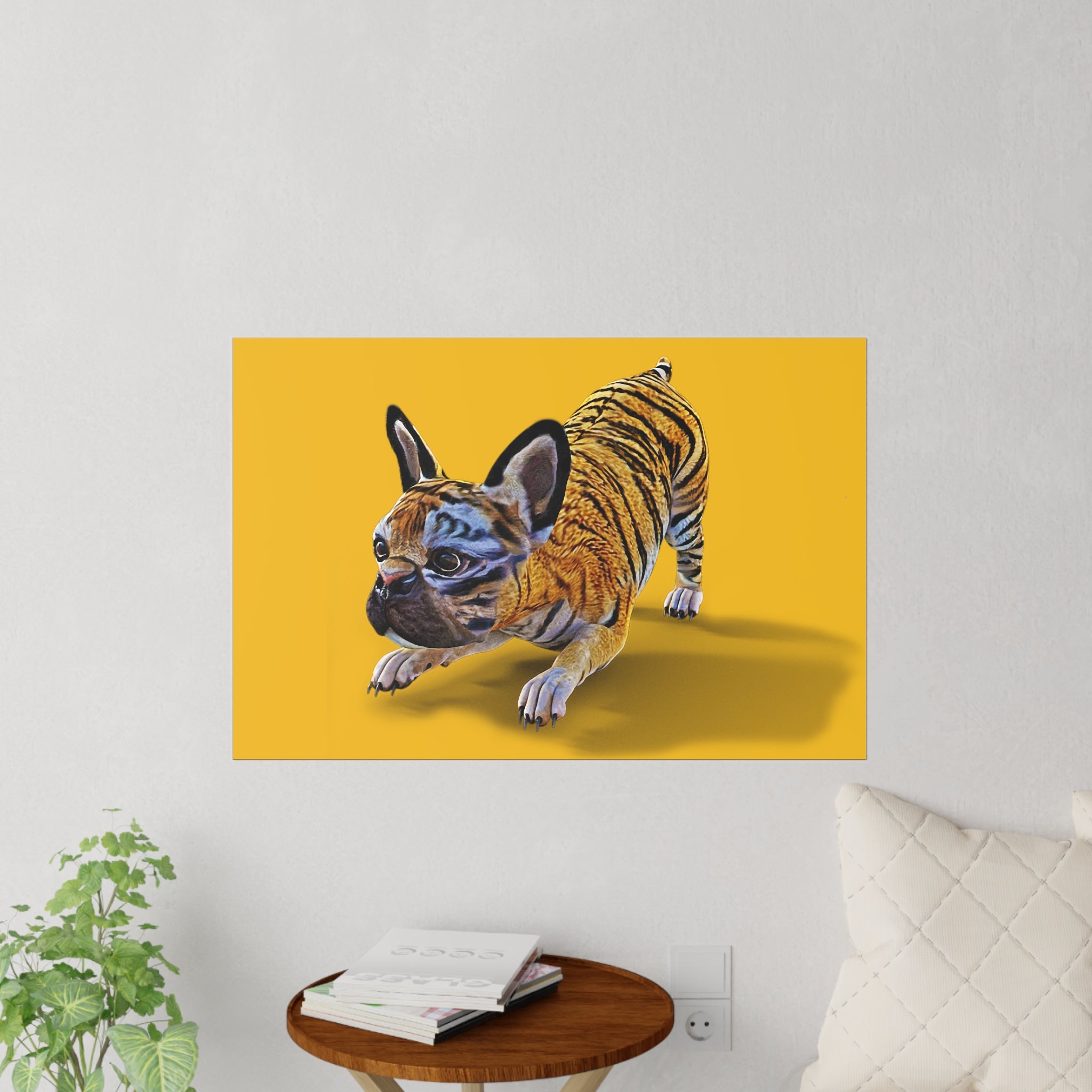 Tiger Frenchie (French Bulldog) AT PLAY ~ GOLD Wall Decal