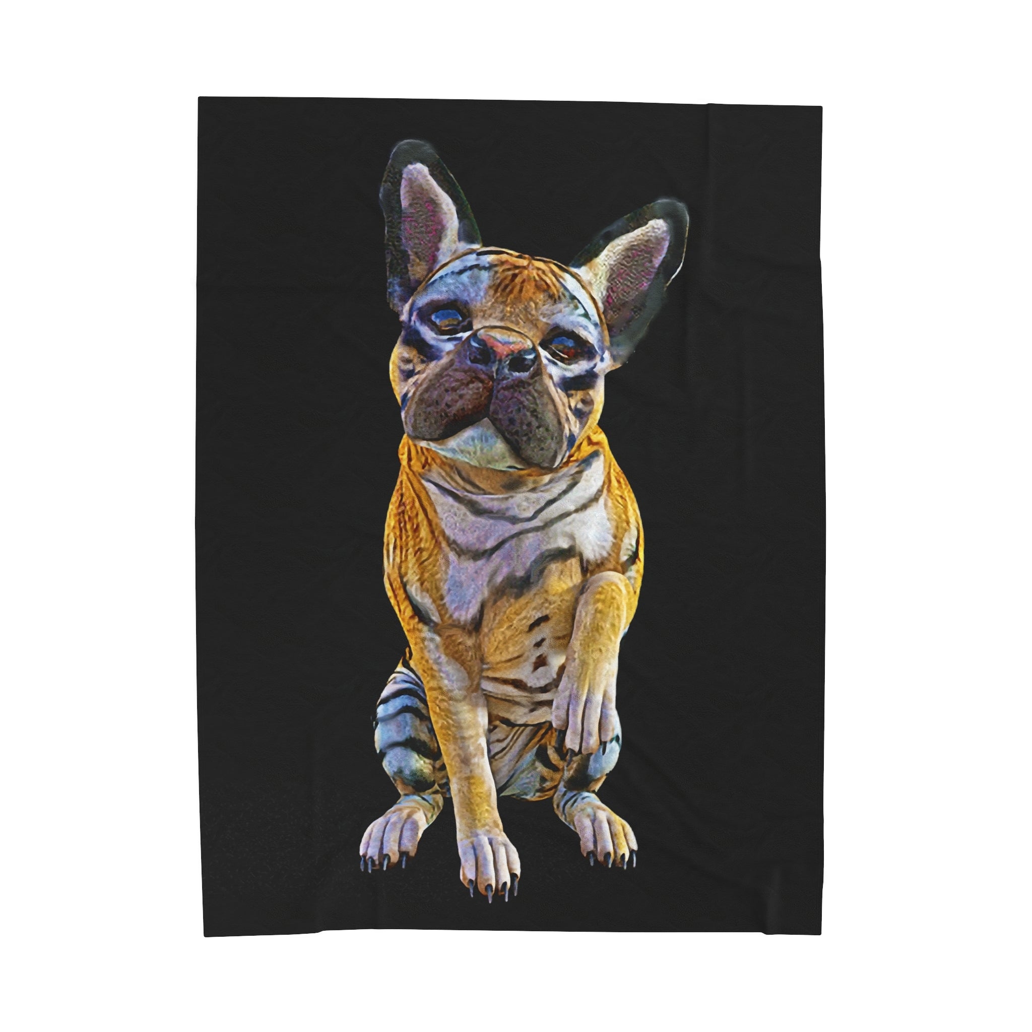 Tiger Frenchie (French Bulldog) ~ BE MY FRIEND Velveteen Plush Blanket
