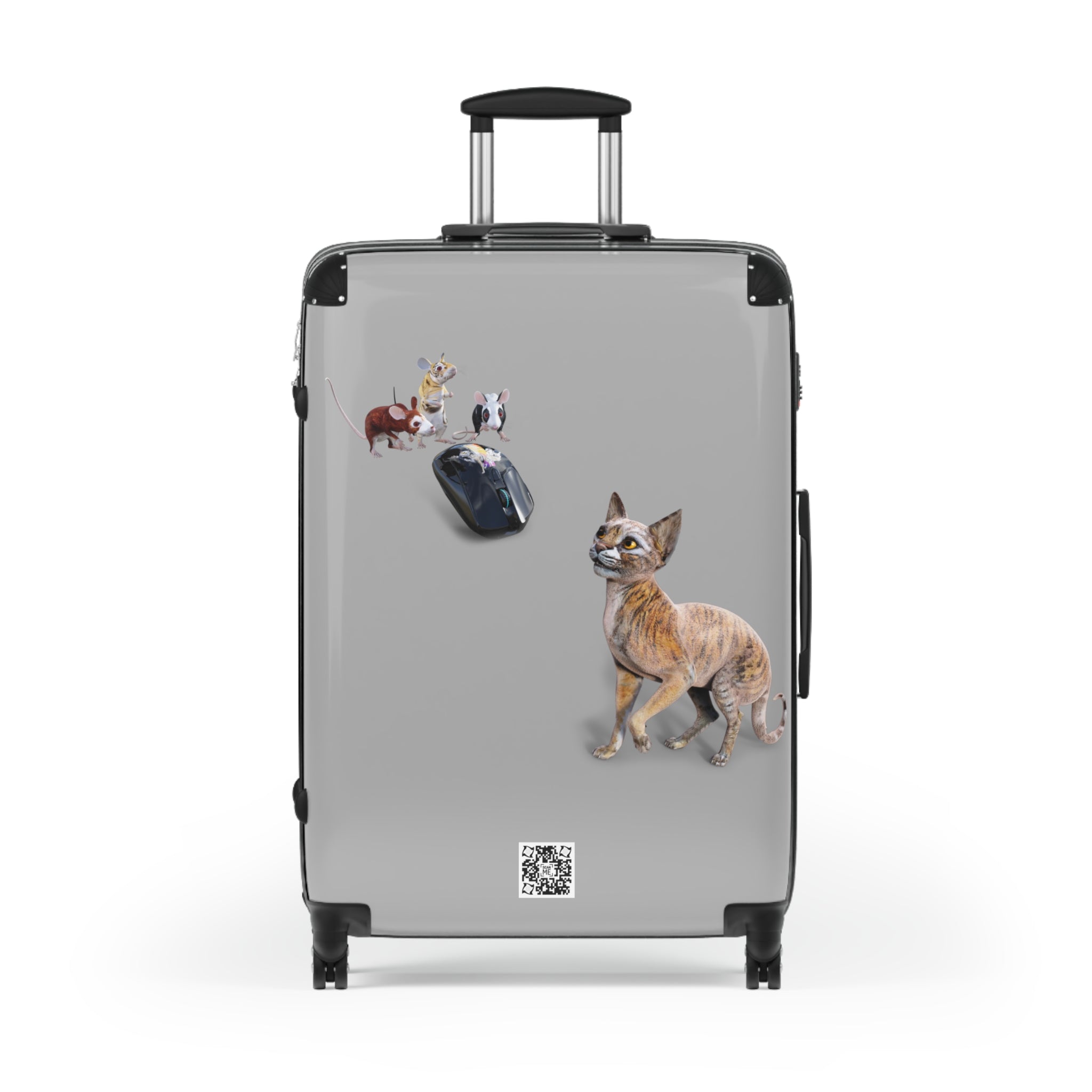 Tiger Sphynx Cat 3 MICE ~ LIGHT GREY Suitcase in 3 sizes