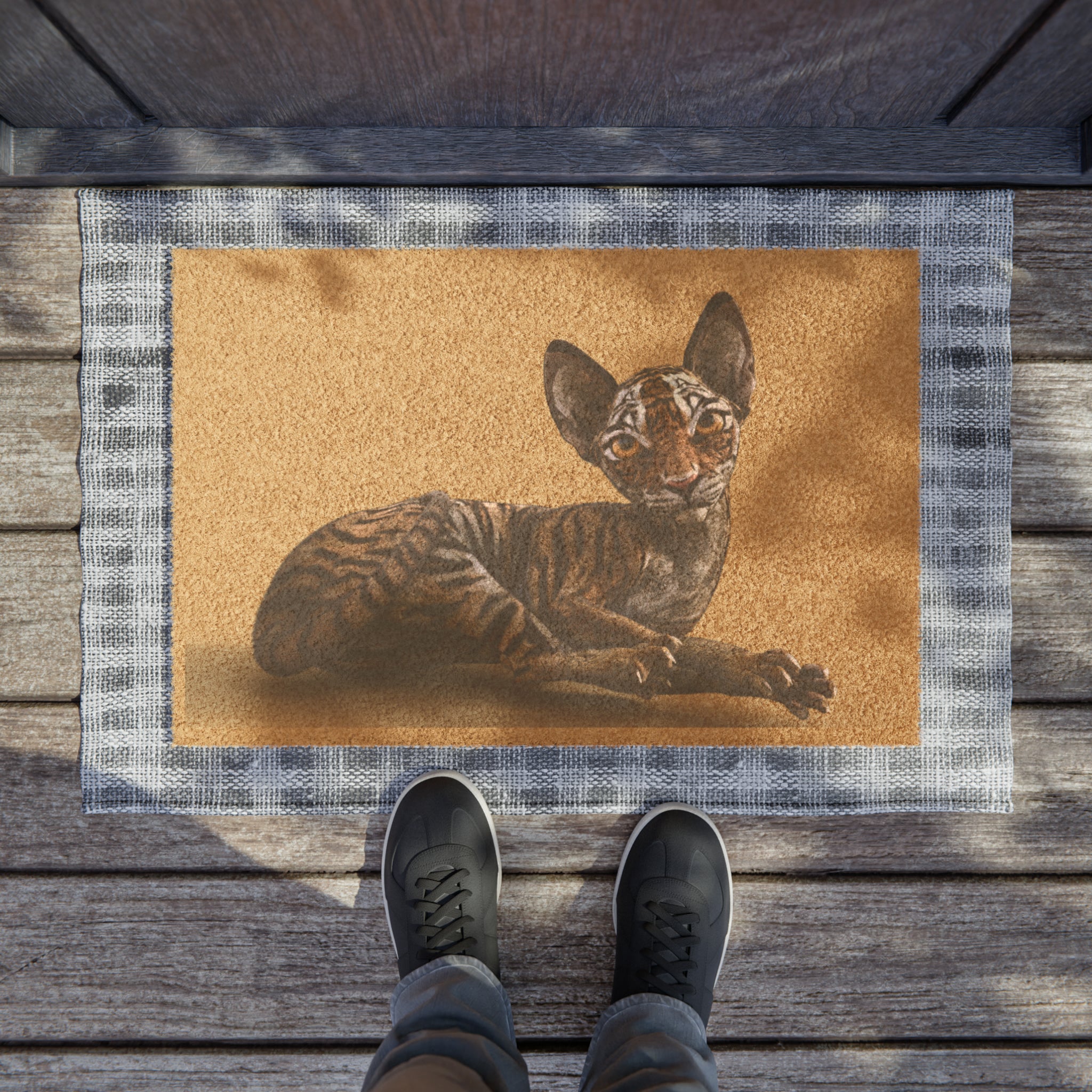 Tiger Sphynx Cat LOOKING AT YOU ~ Doormat