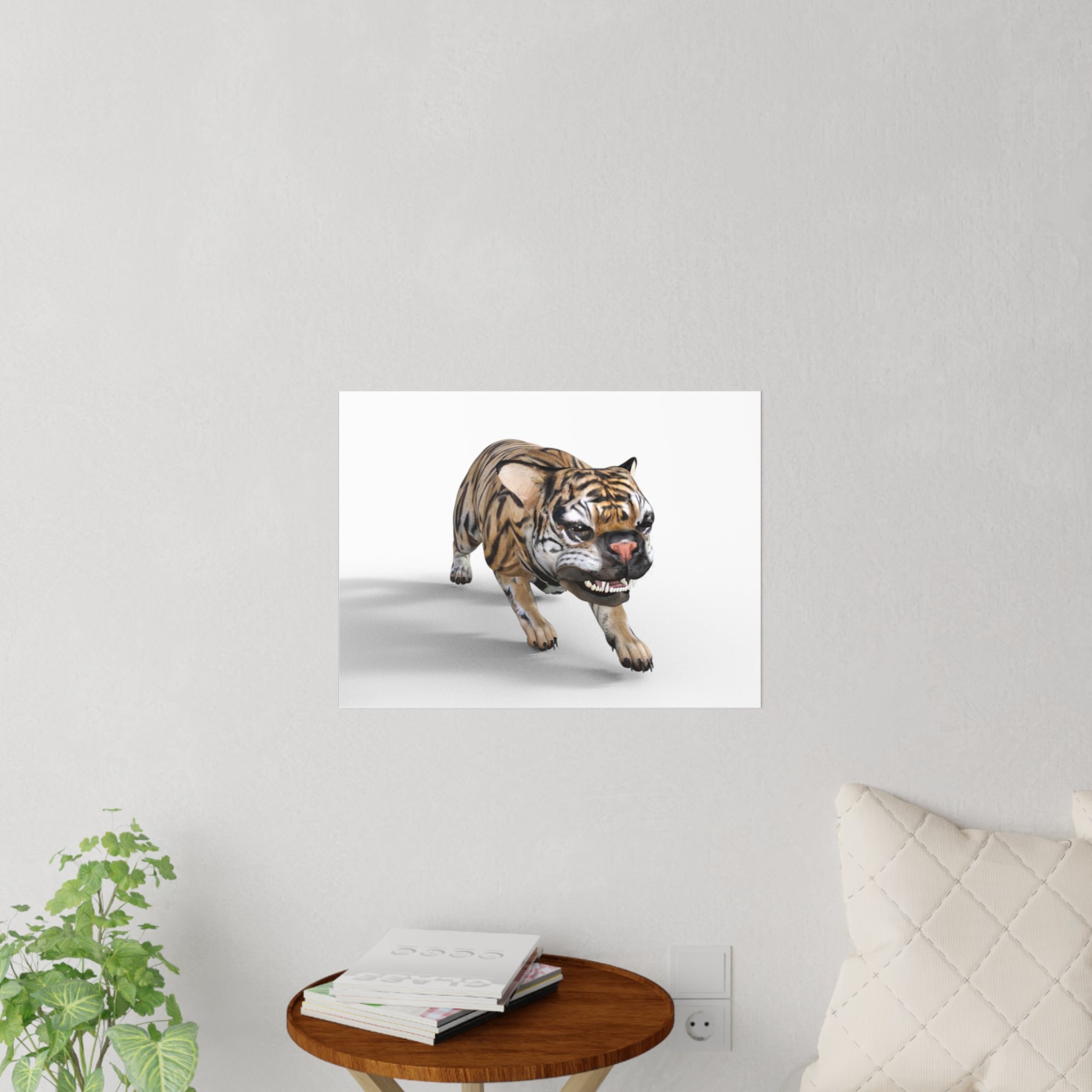 Tiger Frenchie (French Bulldog) FIERCE ~ WHITE Wall Decal 18" x 24"